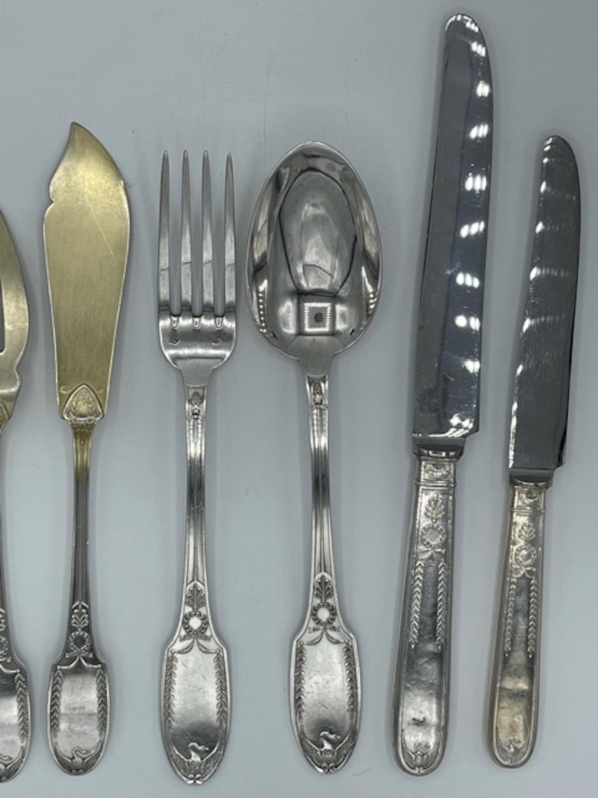Puiforcat Emile circa 1860 Sterling Silver Cutlery 256 Pieces For Sale 3