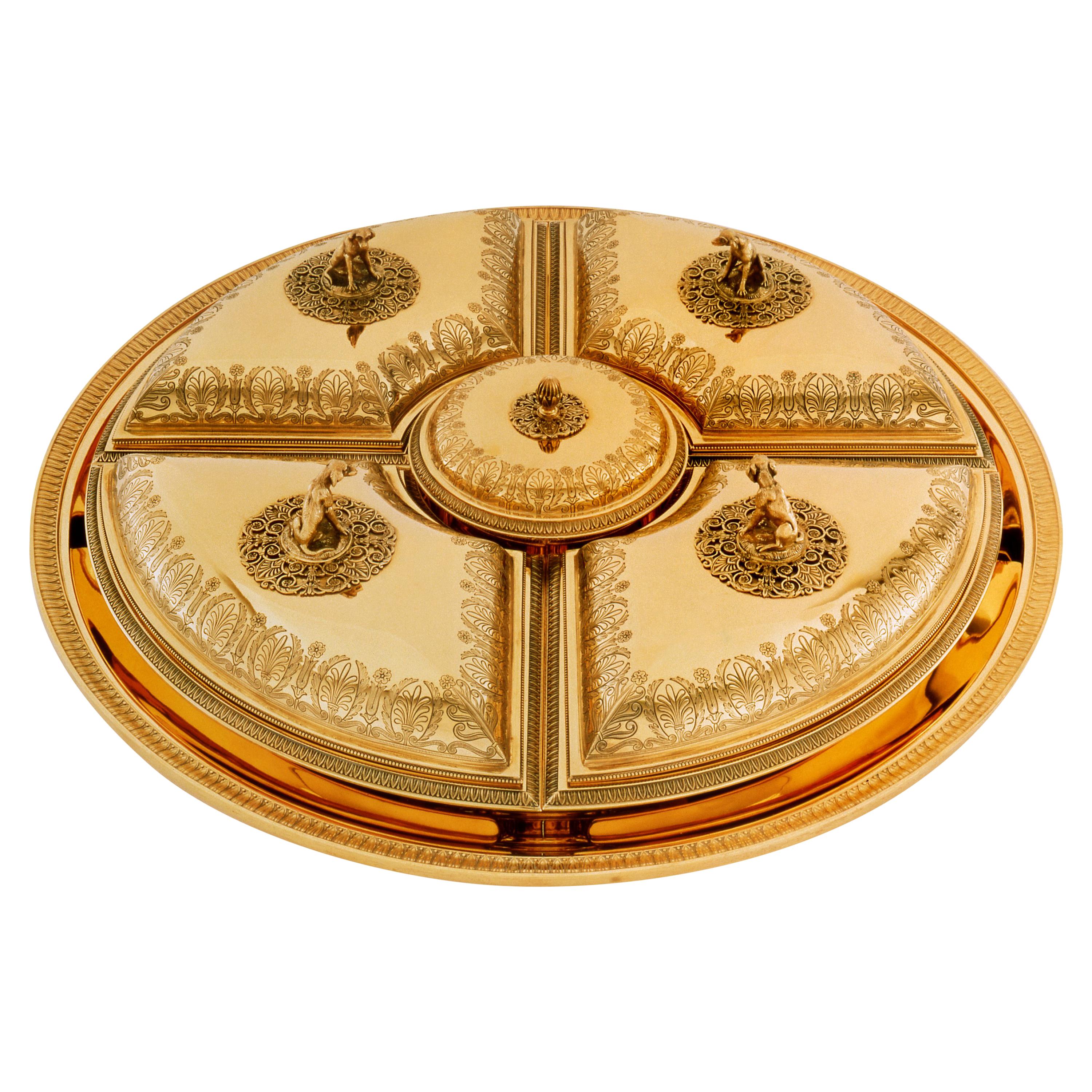 Puiforcat Empire Candy Box with Golden Finish by Martin Guillaume Biennais For Sale