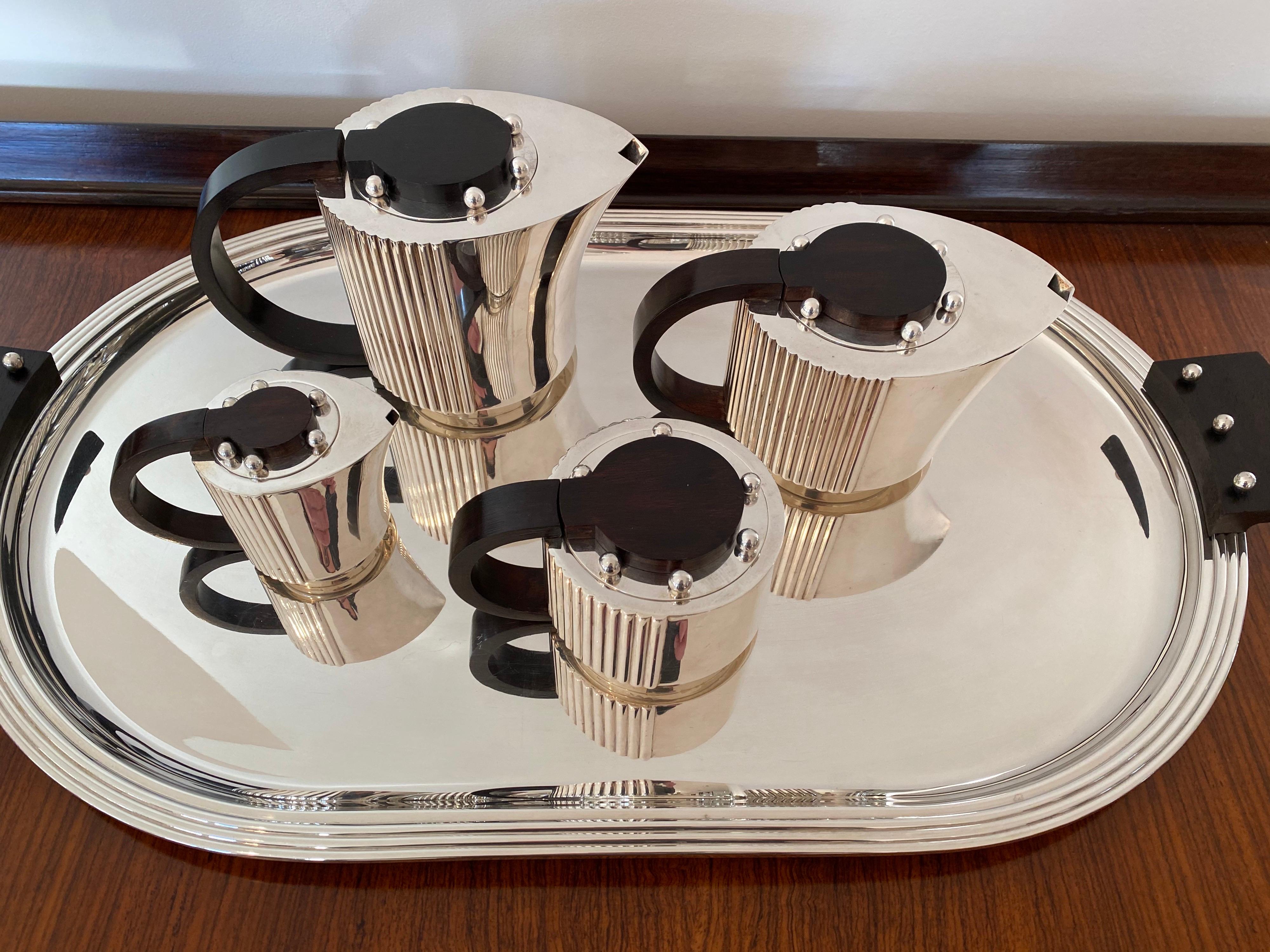 Puiforcat Etchea Art Deco Tea and Coffee Service In Good Condition In Stockton, NJ