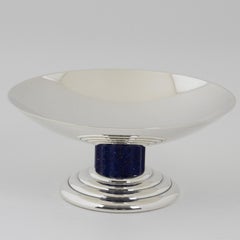 Puiforcat Silver Plate and Enameling Bowl Ring Holder Tazza, circa 1970