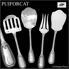 Puiforcat French All Sterling Silver Hors D'oeuvre Dessert 4-Piece, Neoclassical