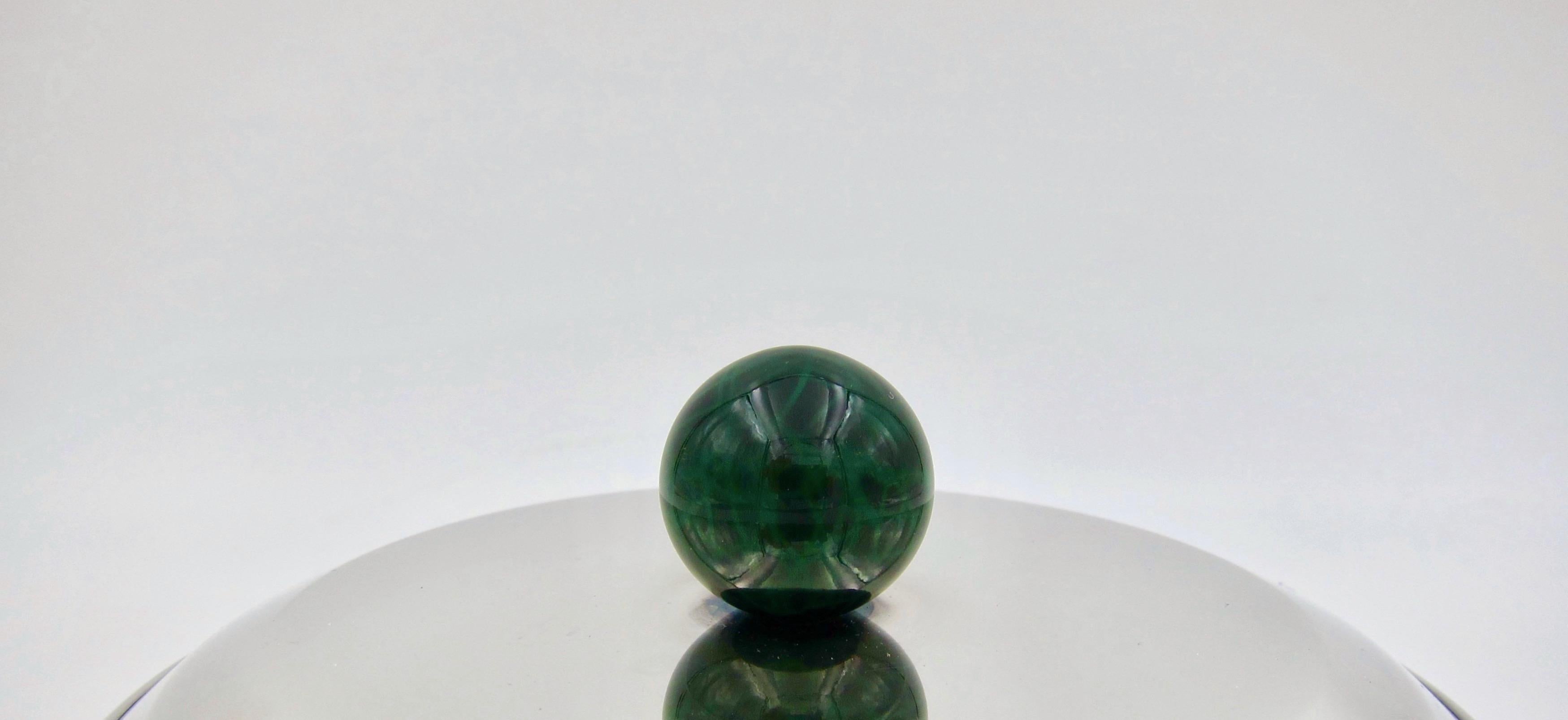 Puiforcat French Art Deco Box with Green Faux Malachite Finial 5