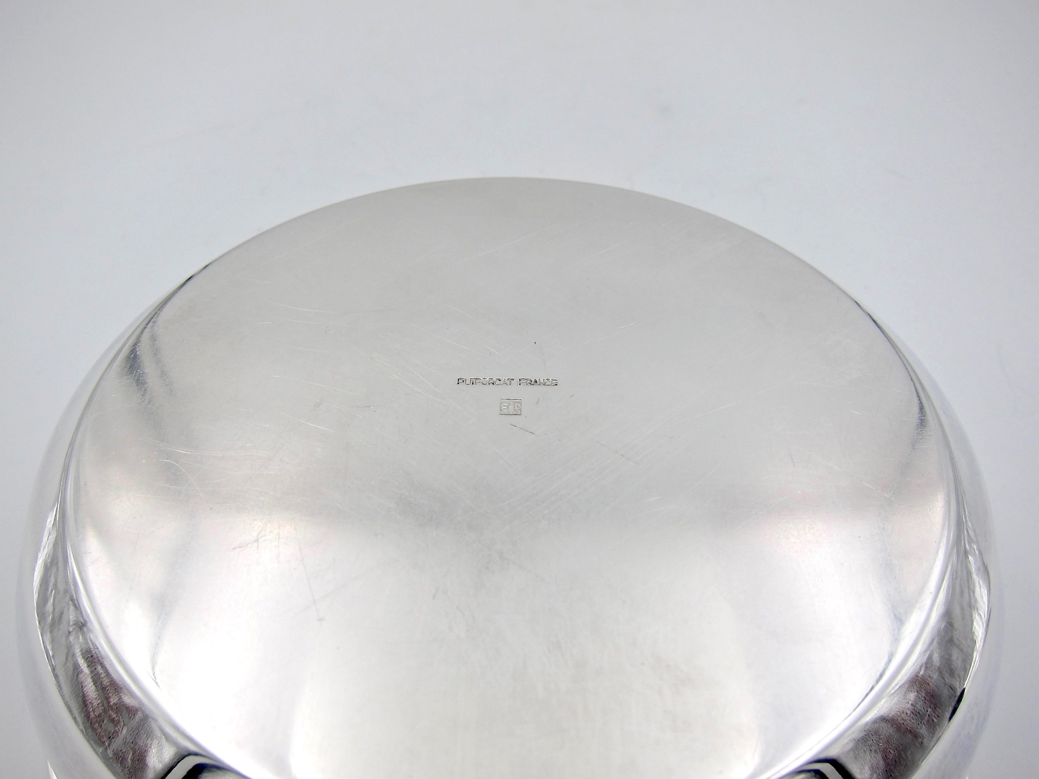 Puiforcat Französische versilberte Bonbonniere-Schachtel im Art déco-Stil mit grünem Emaille-Finish 8