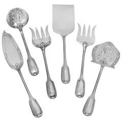 Puiforcat French Sterling Silver Dessert Hors D'oeuvre Set 6-Piece, Box, Empire