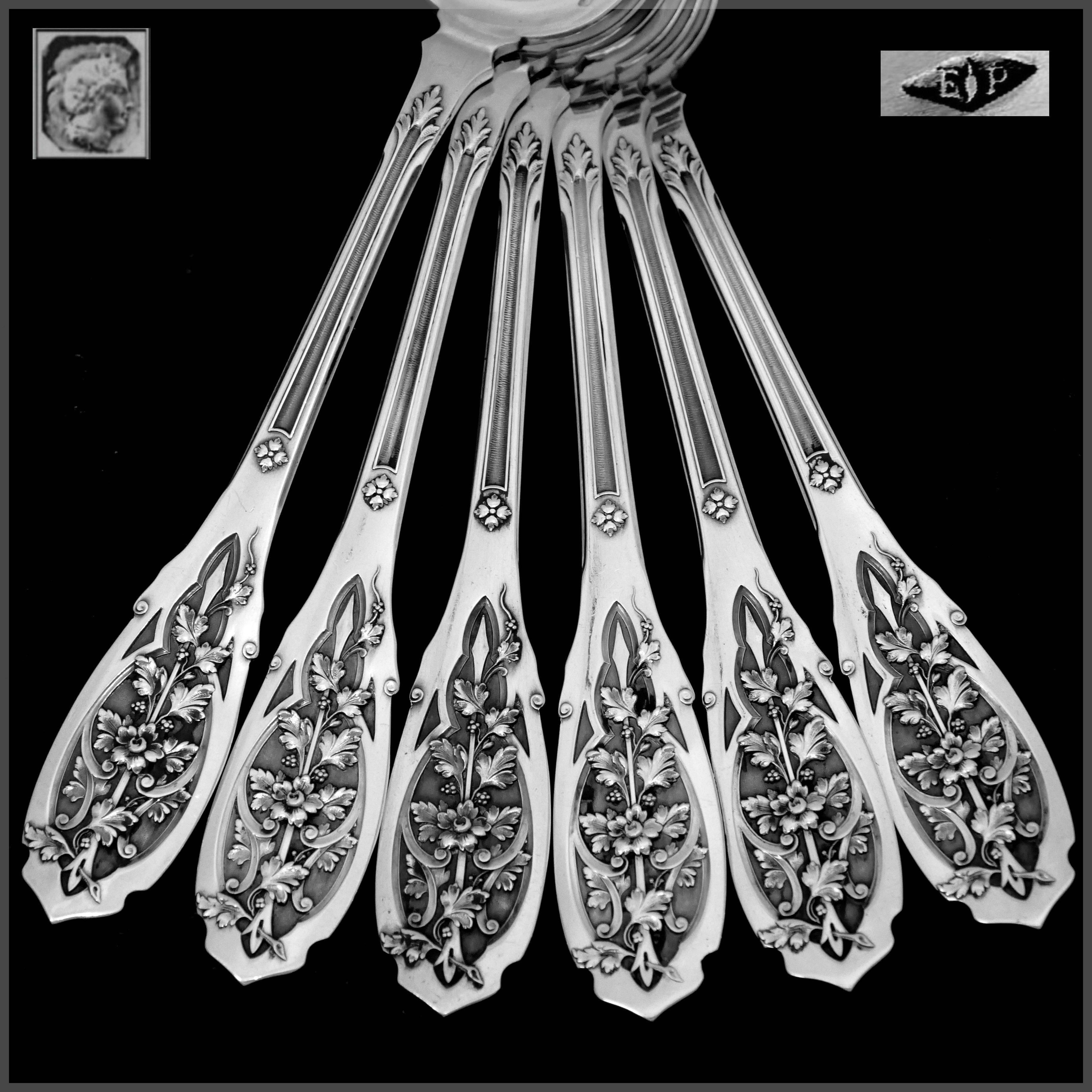 Puiforcat French Sterling Silver Dinner Flatware Set 12 Pc with Ladle, Moderne For Sale 3