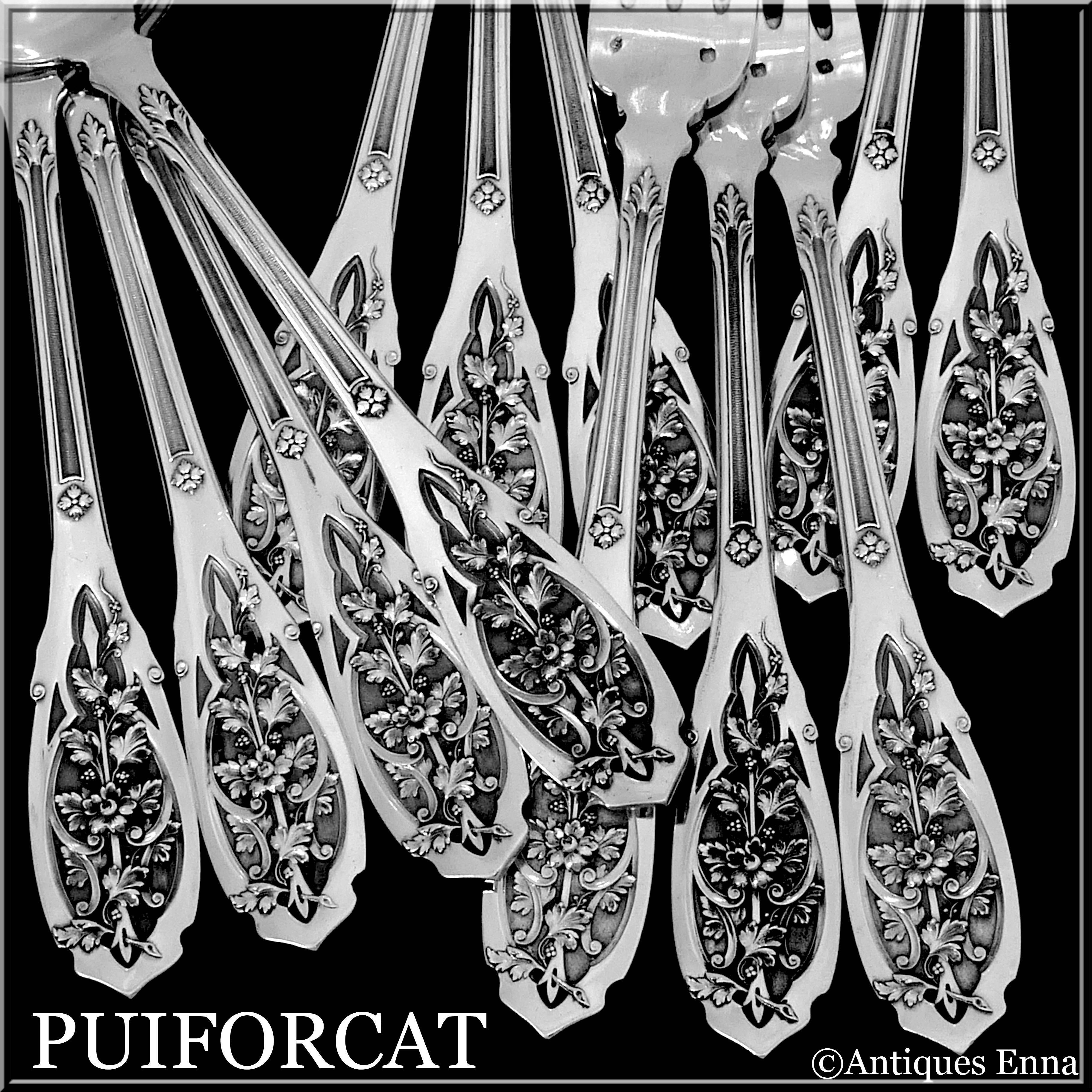Puiforcat French Sterling Silver Dinner Flatware Set 12-Piece, Moderne For Sale 8