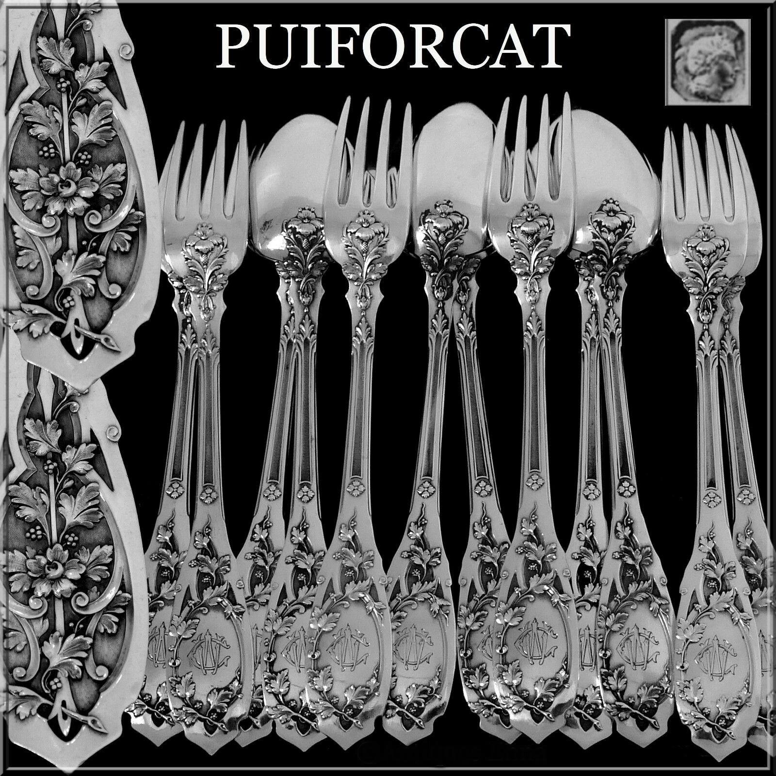 Puiforcat French Sterling Silver Dinner Flatware Set & Serving Pieces, Moderne 10