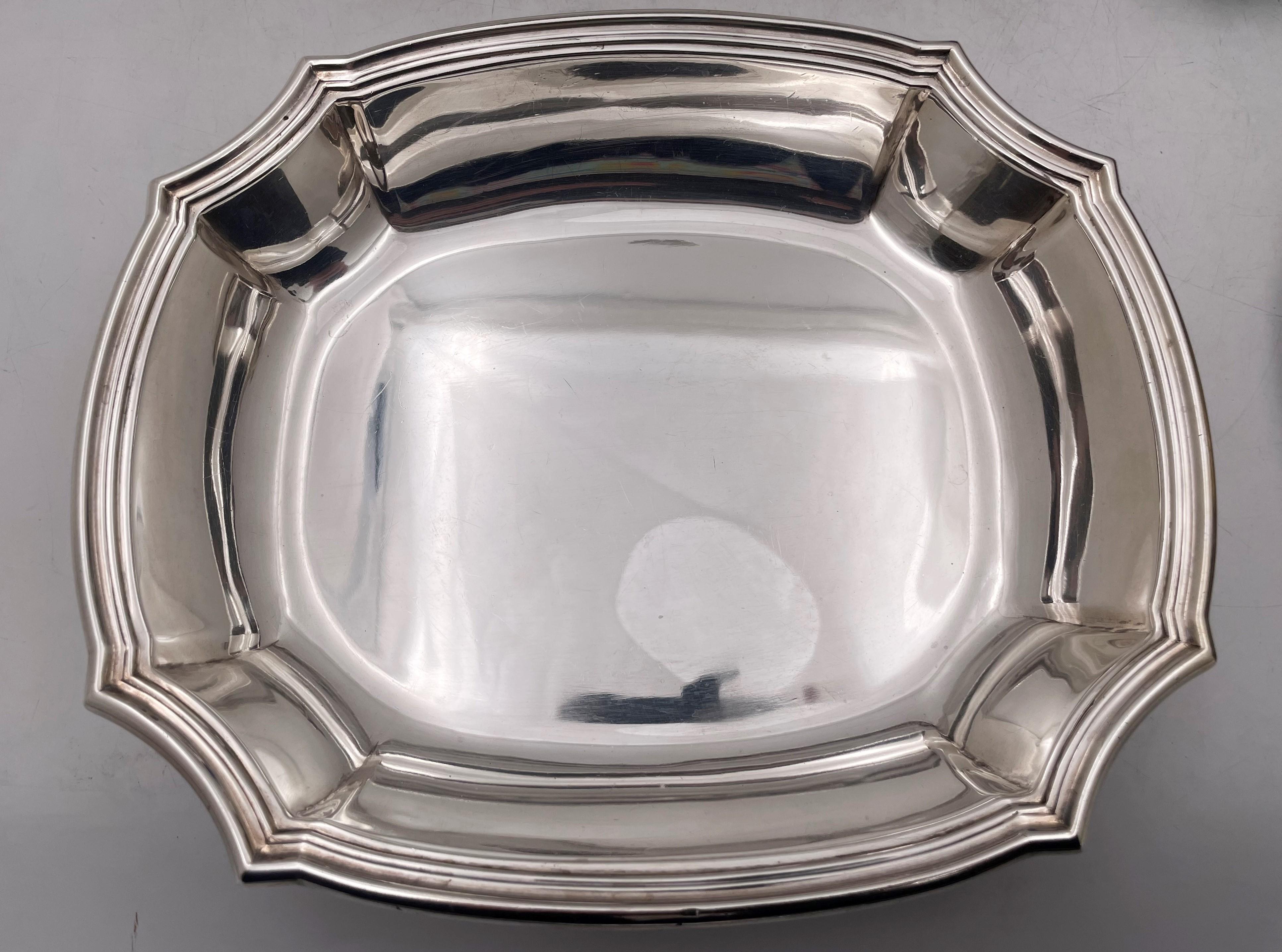 Puiforcat French Sterling Silver Pair of Vegetable Bowls & Plate/ Dish Art Deco In Good Condition For Sale In New York, NY