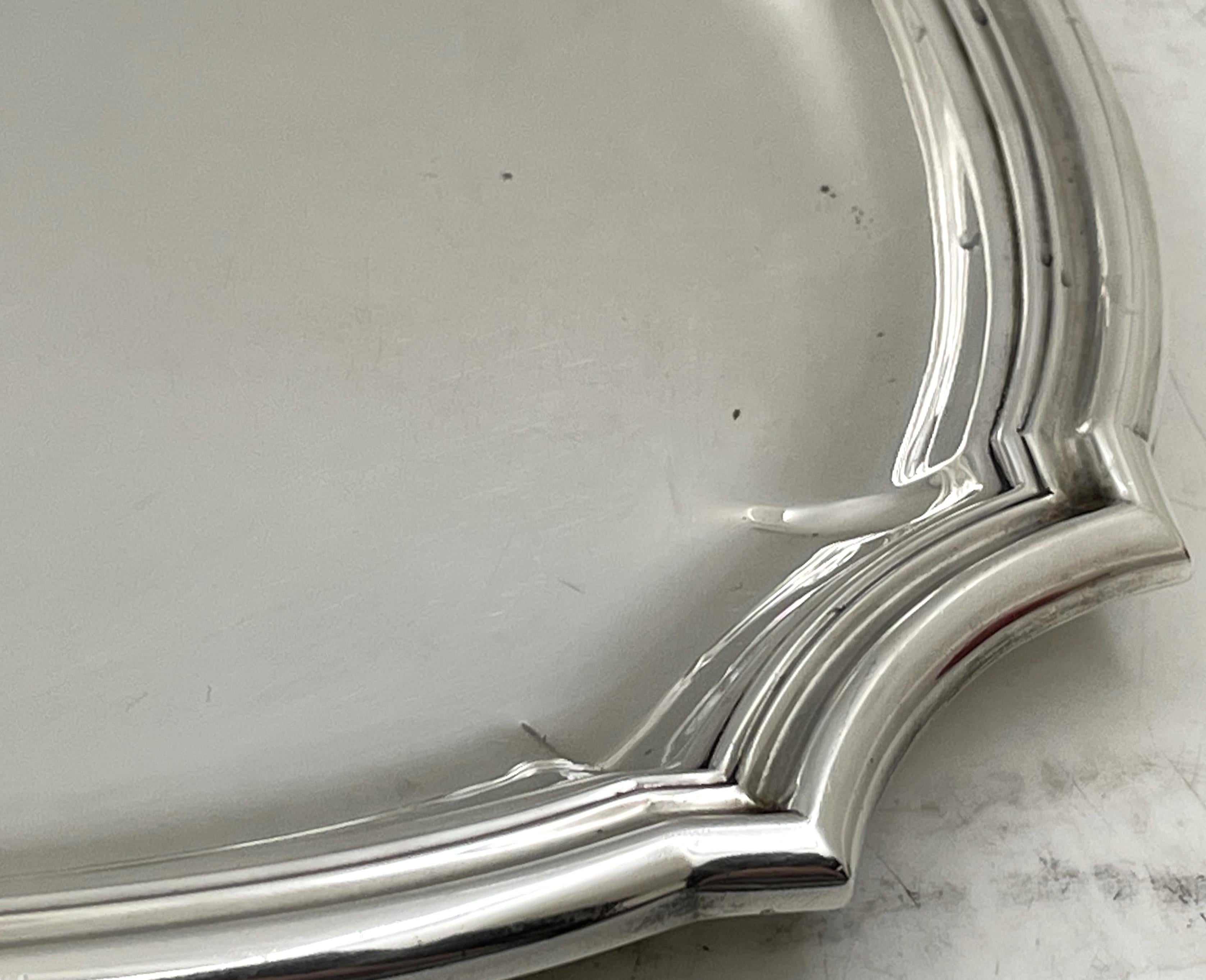 Puiforcat French Sterling Silver Platter Tray Art Deco Style Early 20th Century For Sale 2