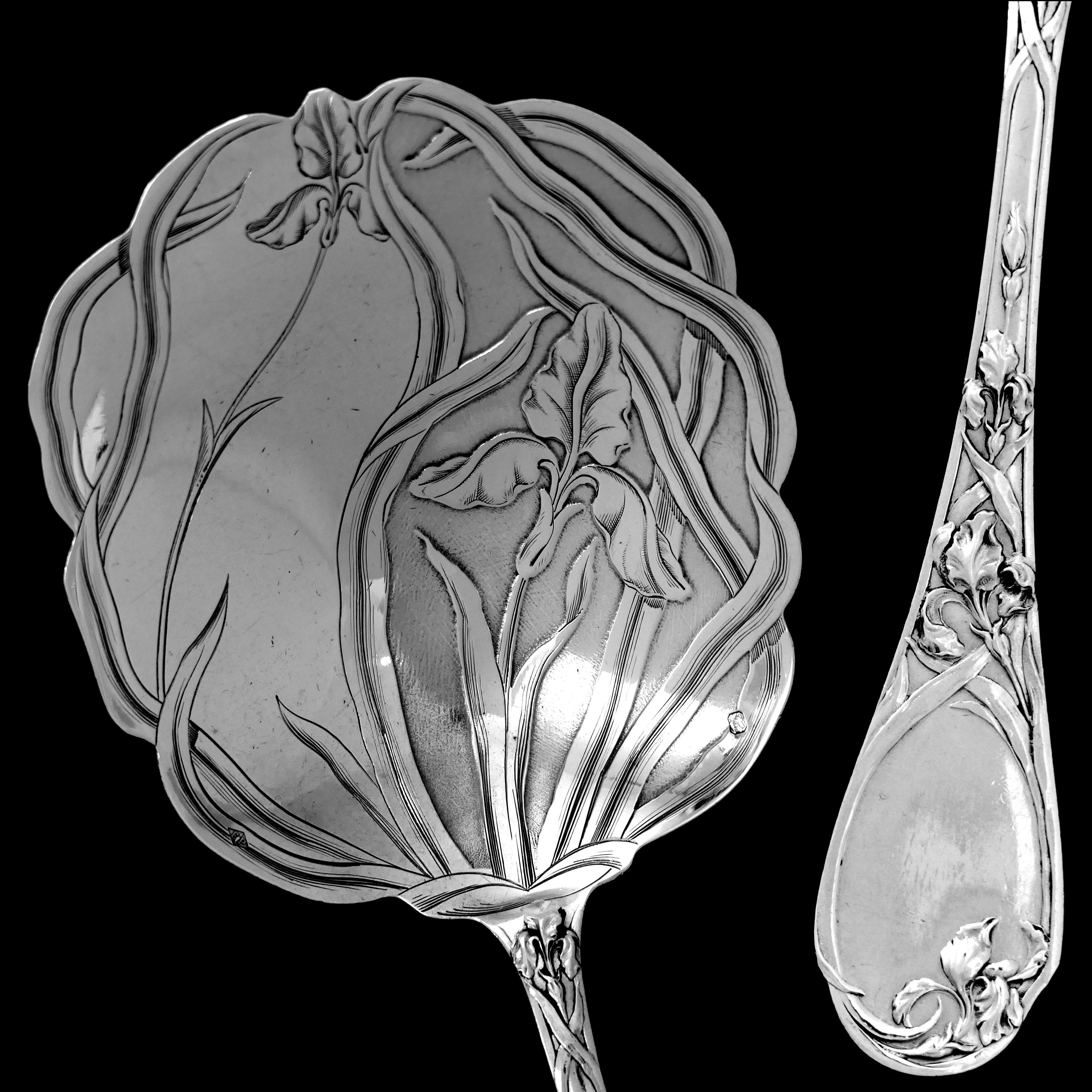 Puiforcat French Sterling Silver Strawberry Spoon, Iris For Sale 3
