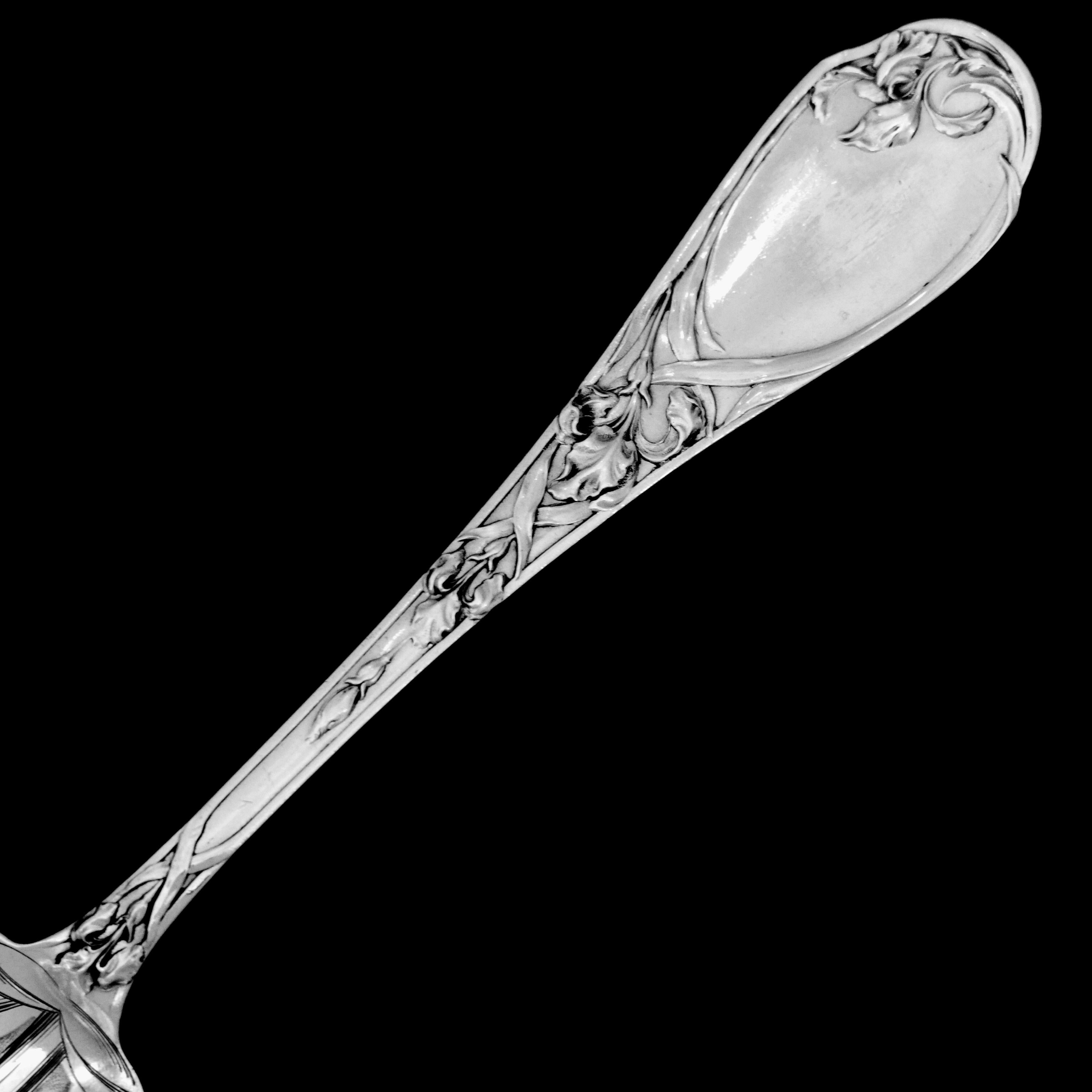Puiforcat French Sterling Silver Strawberry Spoon, Iris For Sale 4