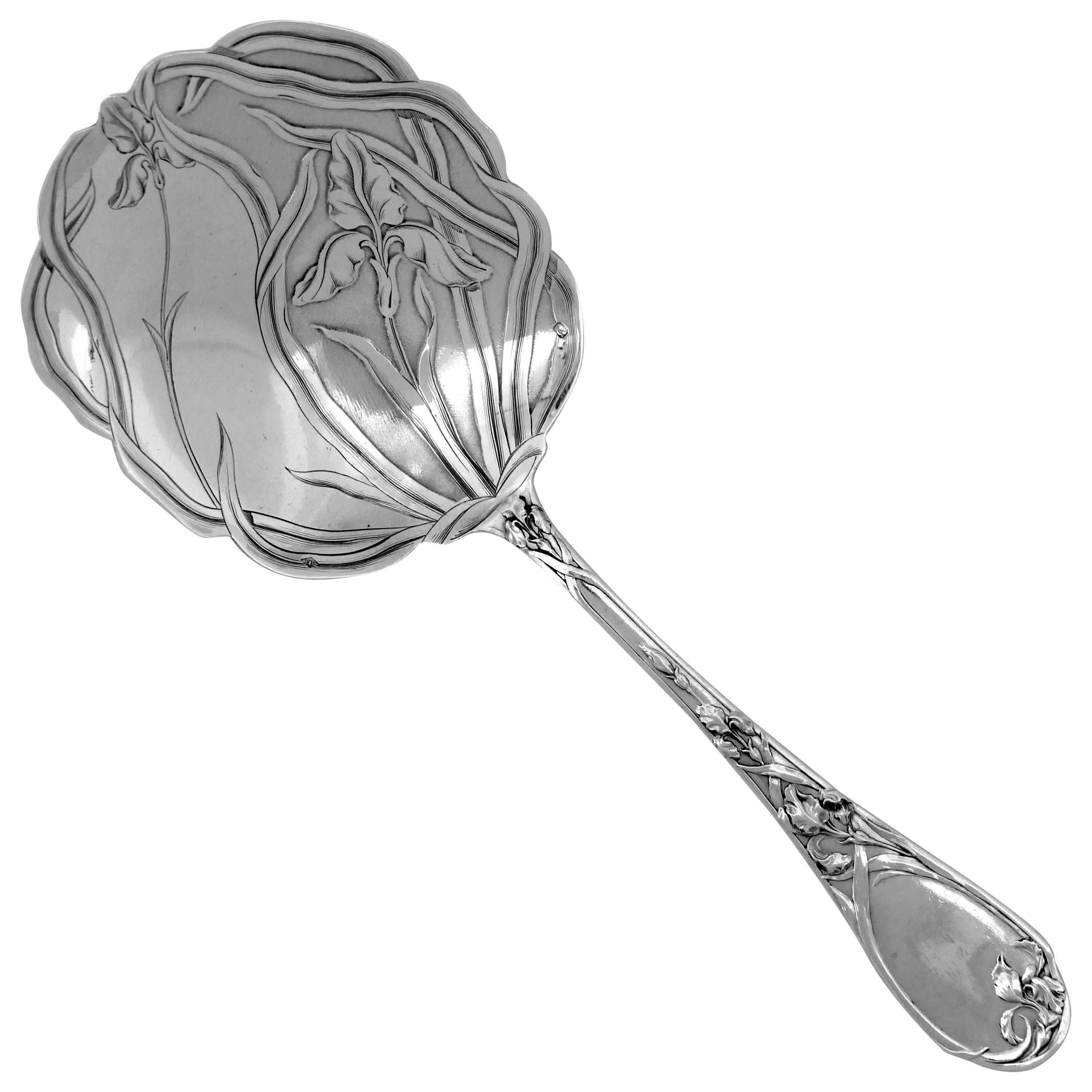 Puiforcat French Sterling Silver Strawberry Spoon, Iris For Sale