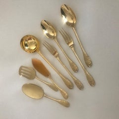Puiforcat Gilt Sterling Silver "Elysee" Flatware Service