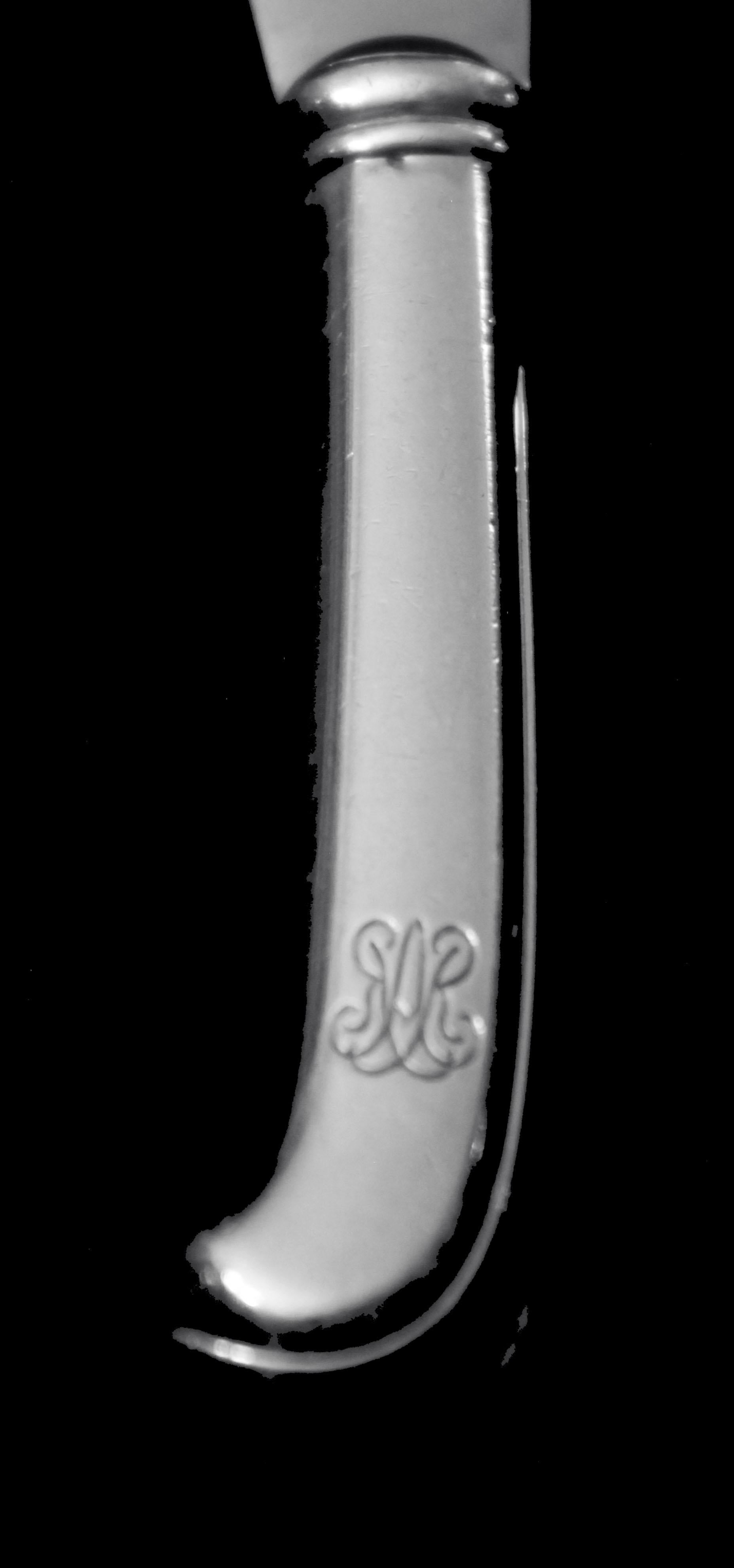 Puiforcat (Hermes), Set di posate in argento e vermeil antico da 140 pezzi - Mazzarino in vendita 7
