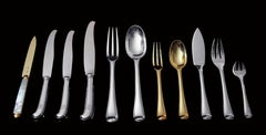 Puiforcat (Hermes) - 140pc. French Sterling & Vermeil Flatware Set, Mazarin