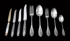 Puiforcat (Hermes) - 170pc. Antique French Art Nouveau 950 Sterling Flatware Set