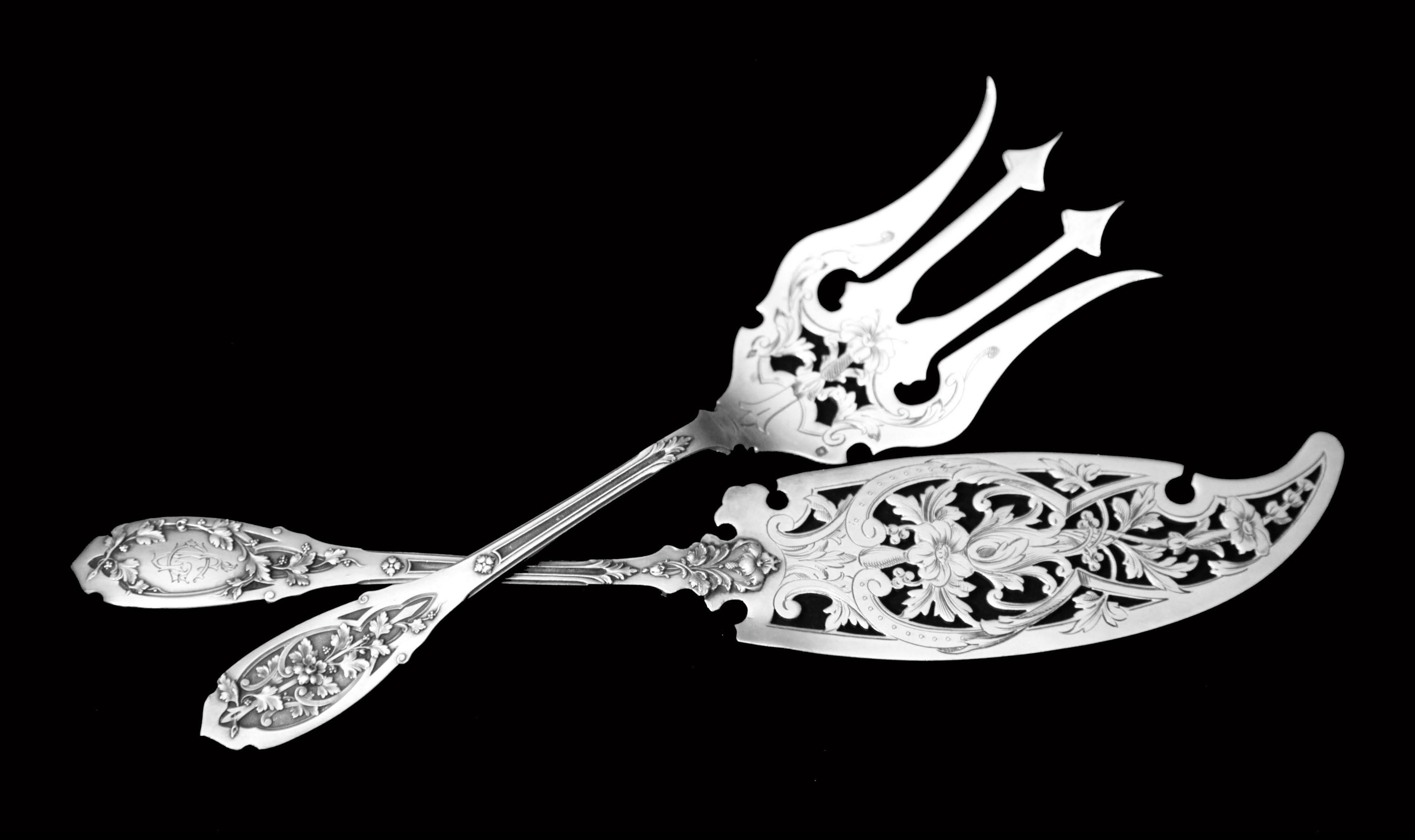 Puiforcat (Hermes) - 170 pz.  Set di posate in argento 925 in stile Art Nouveau francese in vendita 3