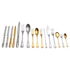 Used Puiforcat (Hermes) - 246pc 950 Sterling Silver & Vermeil Flatware Set + Chest !