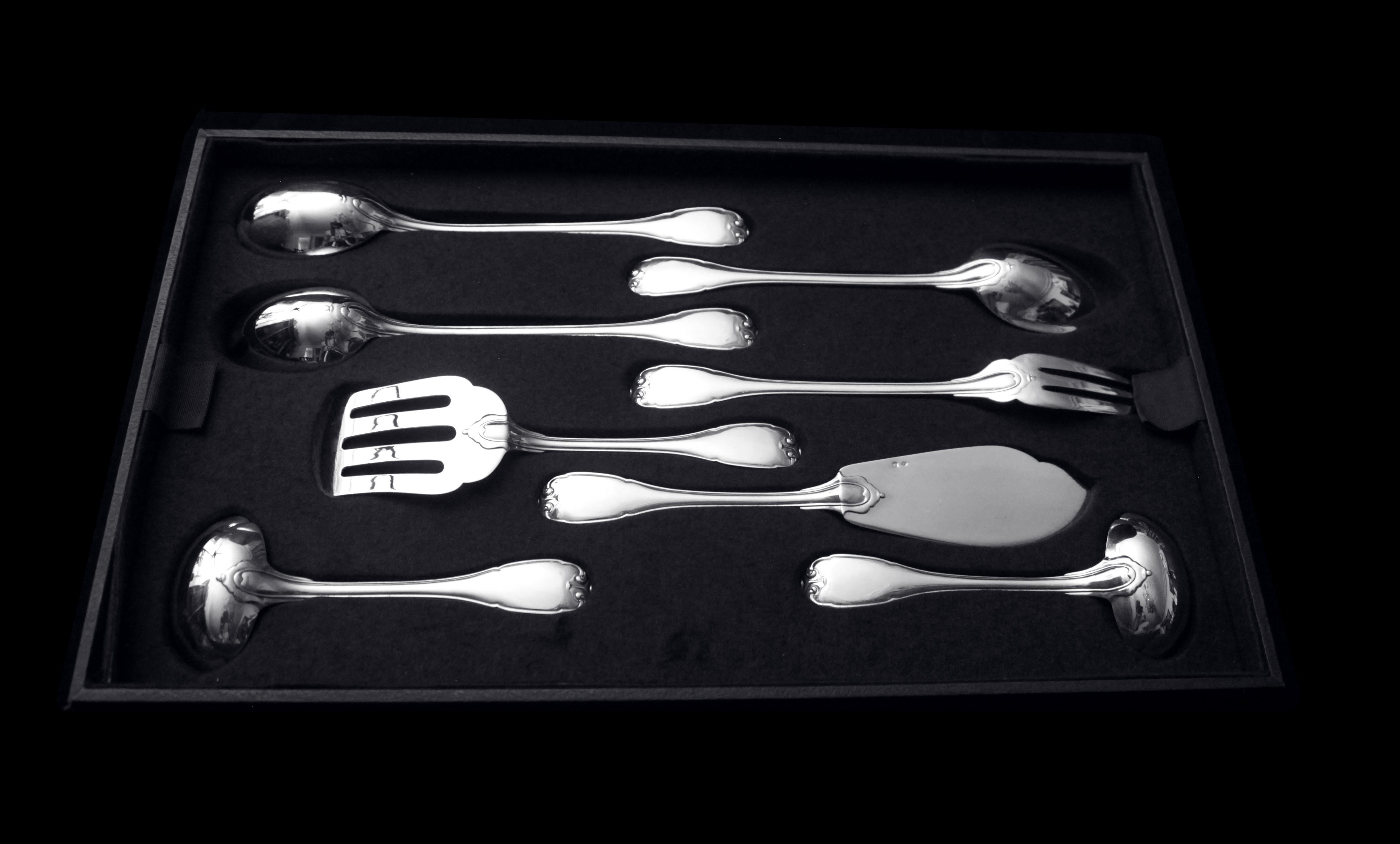 Puiforcat (Hermes) - 299 pz. Antique French Sterling Silver Flatware Set, Vauban in vendita 8