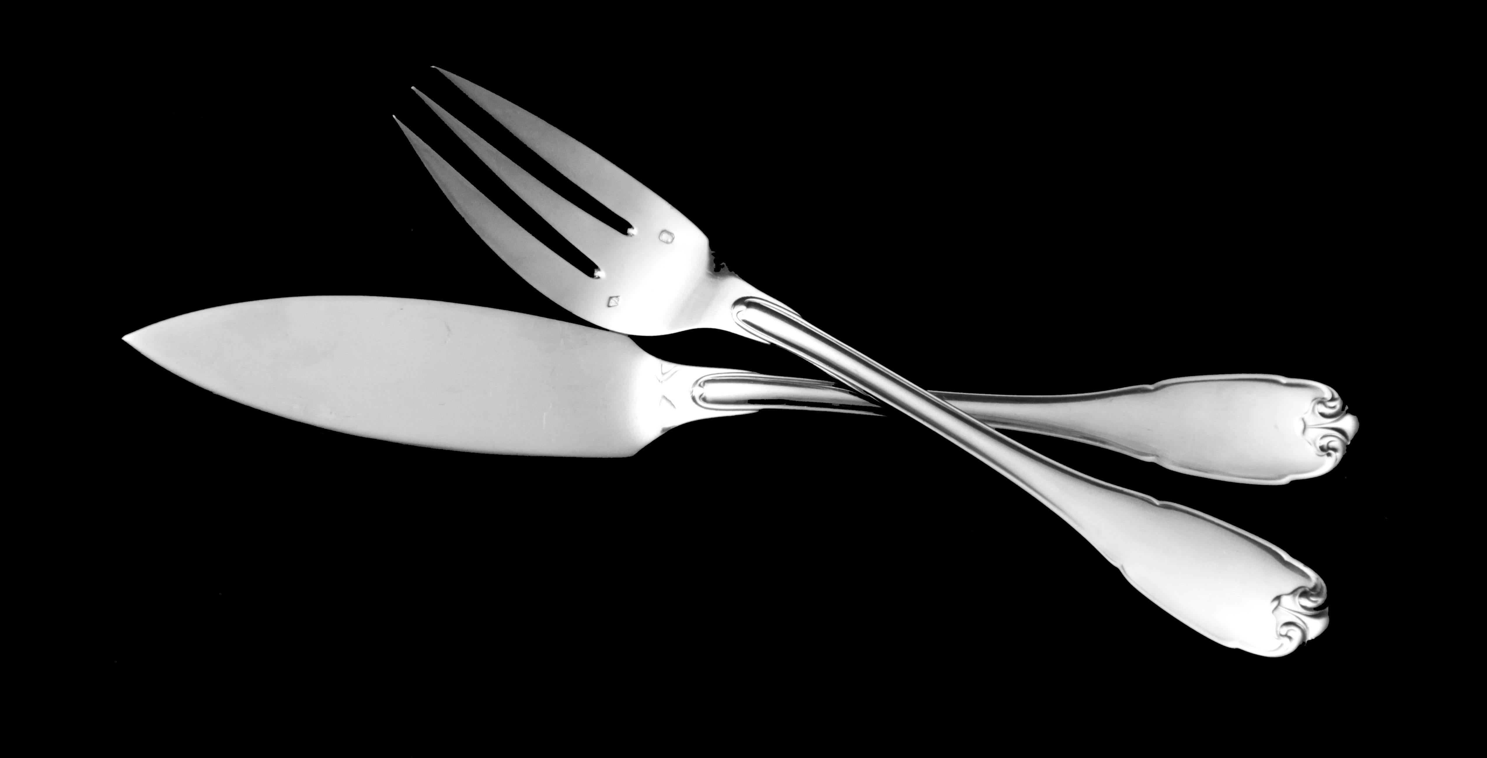 XIX secolo Puiforcat (Hermes) - 299 pz. Antique French Sterling Silver Flatware Set, Vauban in vendita