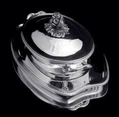 Puiforcat (Hermes) - 3pc. Louis XVI French 950 Sterling Silver Covered Server