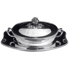 Puiforcat (Hermes) - 3pc. Louis XVI French 950 Sterling Silver Covered Server
