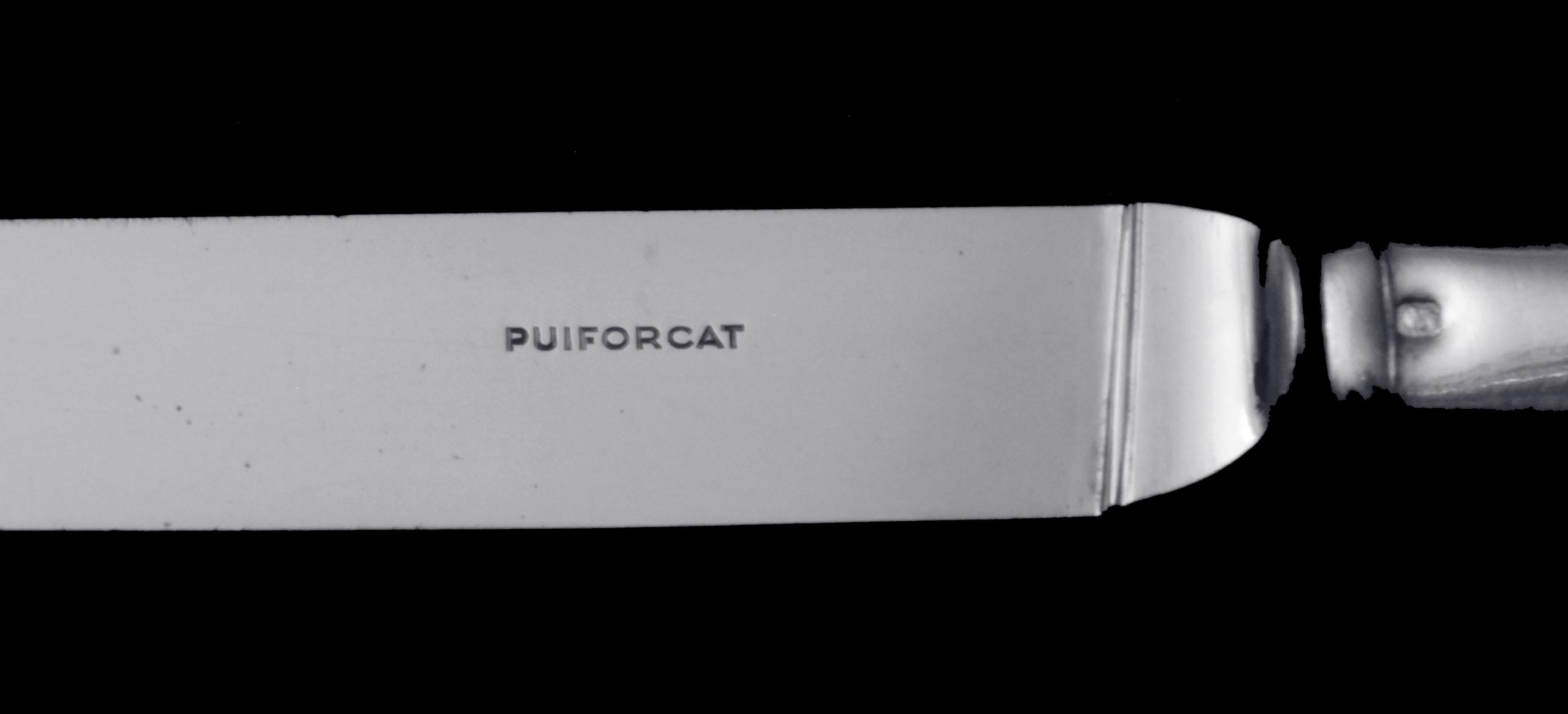 Puiforcat (Hermes) - 48pc Antique French Sterling Silver Flatware Set + Chests ! in vendita 1