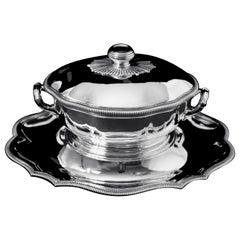 Puiforcat (Hermes) - 4pc. Antique French 950 Sterling Silver Covered Soup Tureen