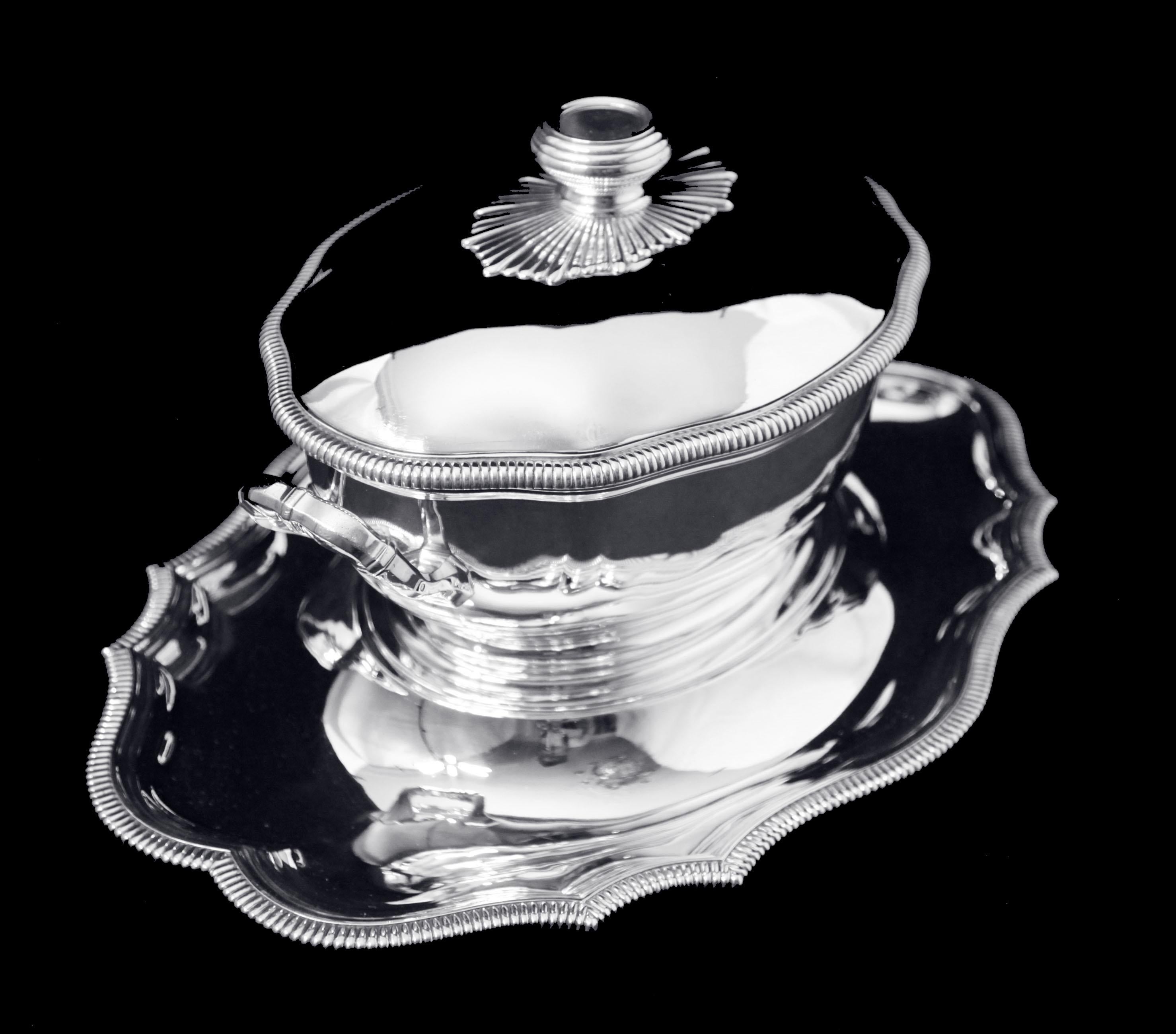 Direct from Paris, a Stunning Large 4pc. Covered Louis XVI, Antique 950 Sterling Silver Vegetable Server with Presentation Platter by the World's Premier French Silversmith - Emile Puiforcat. The history of French silversmithing is rich and diverse,