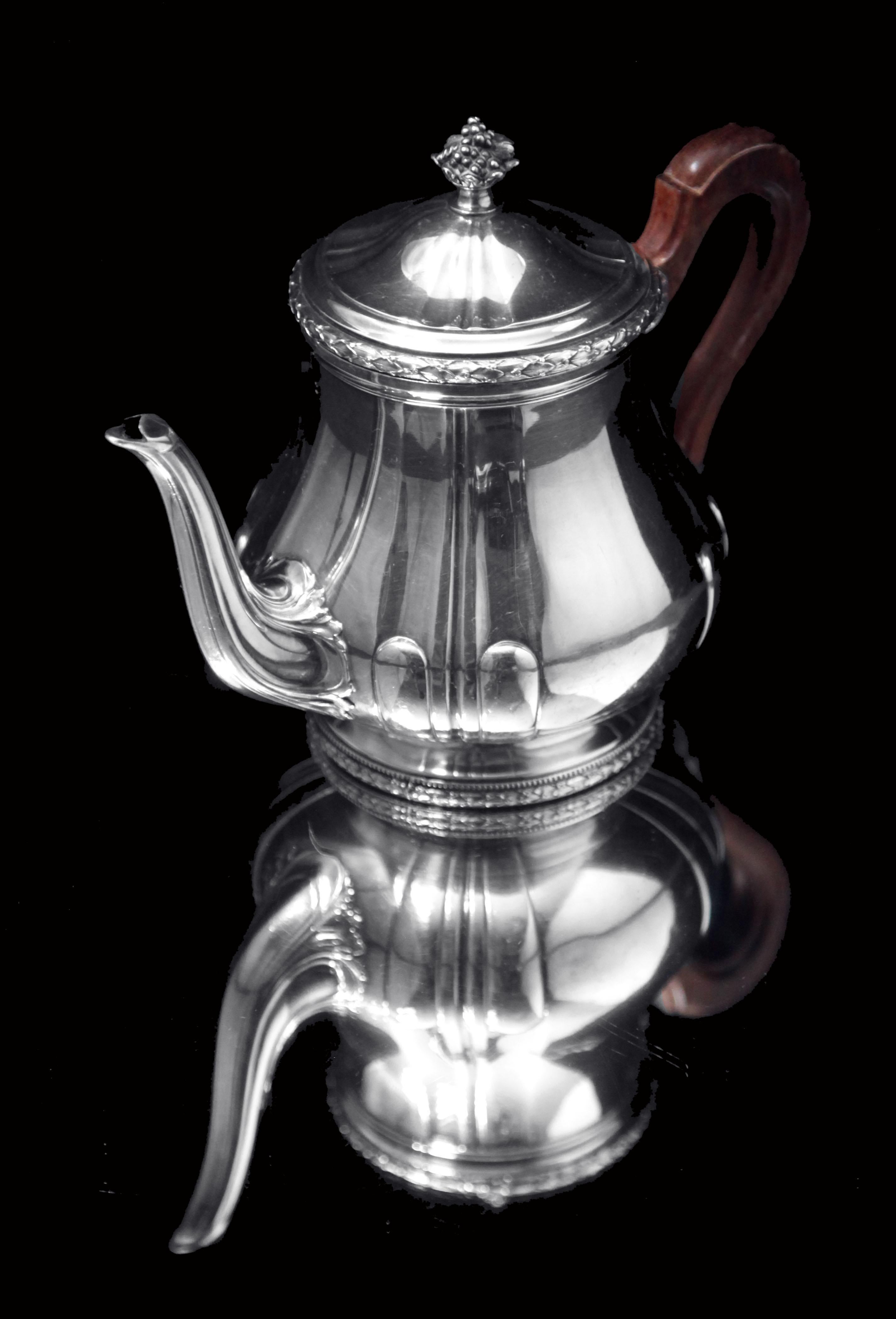 Puiforcat (Hermes): 4 pz. Servizio da tè francese Luigi XVI in argento + vassoio Tetard in argento in vendita 5