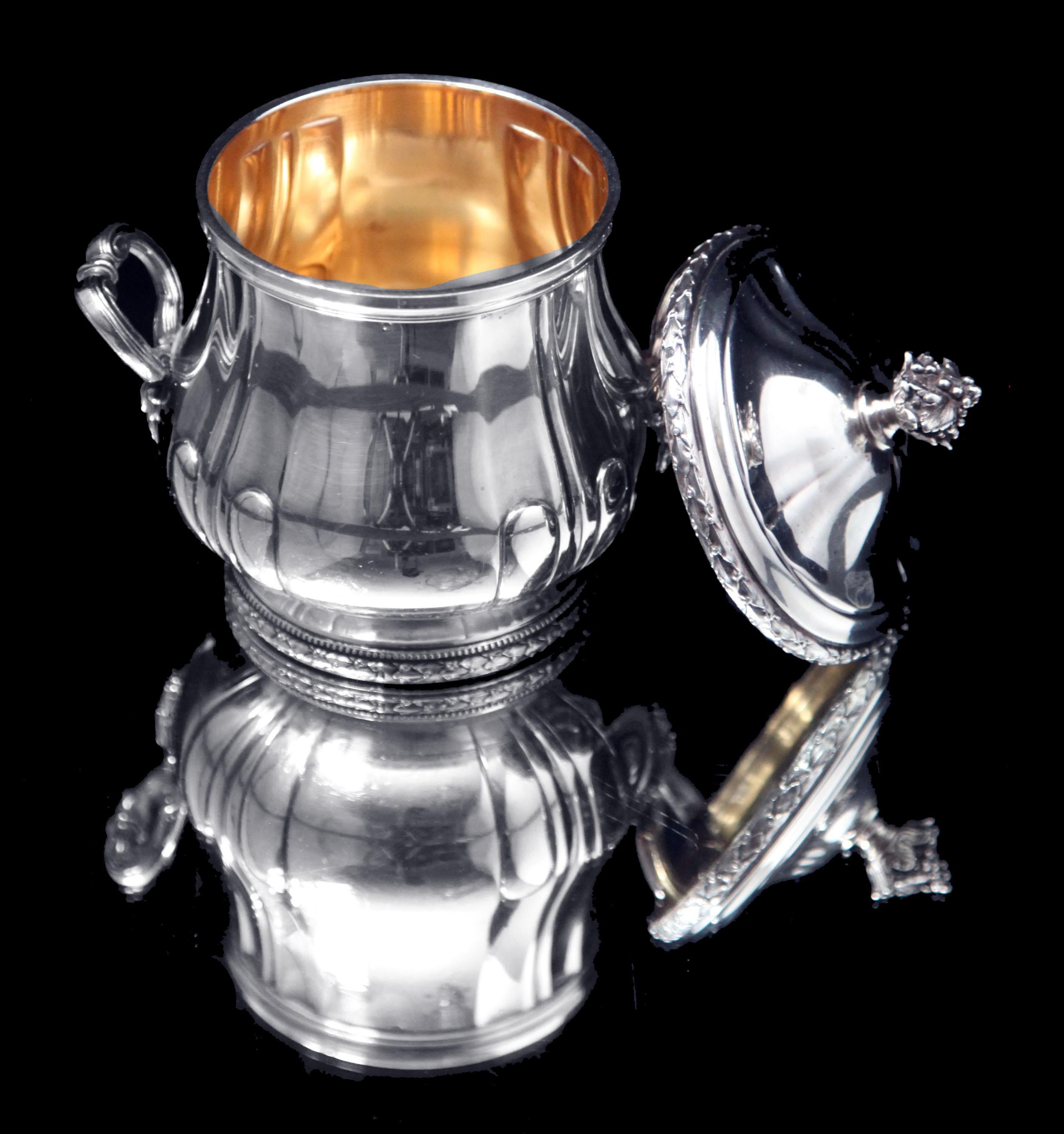 Puiforcat (Hermes): 4 pz. Servizio da tè francese Luigi XVI in argento + vassoio Tetard in argento in vendita 2