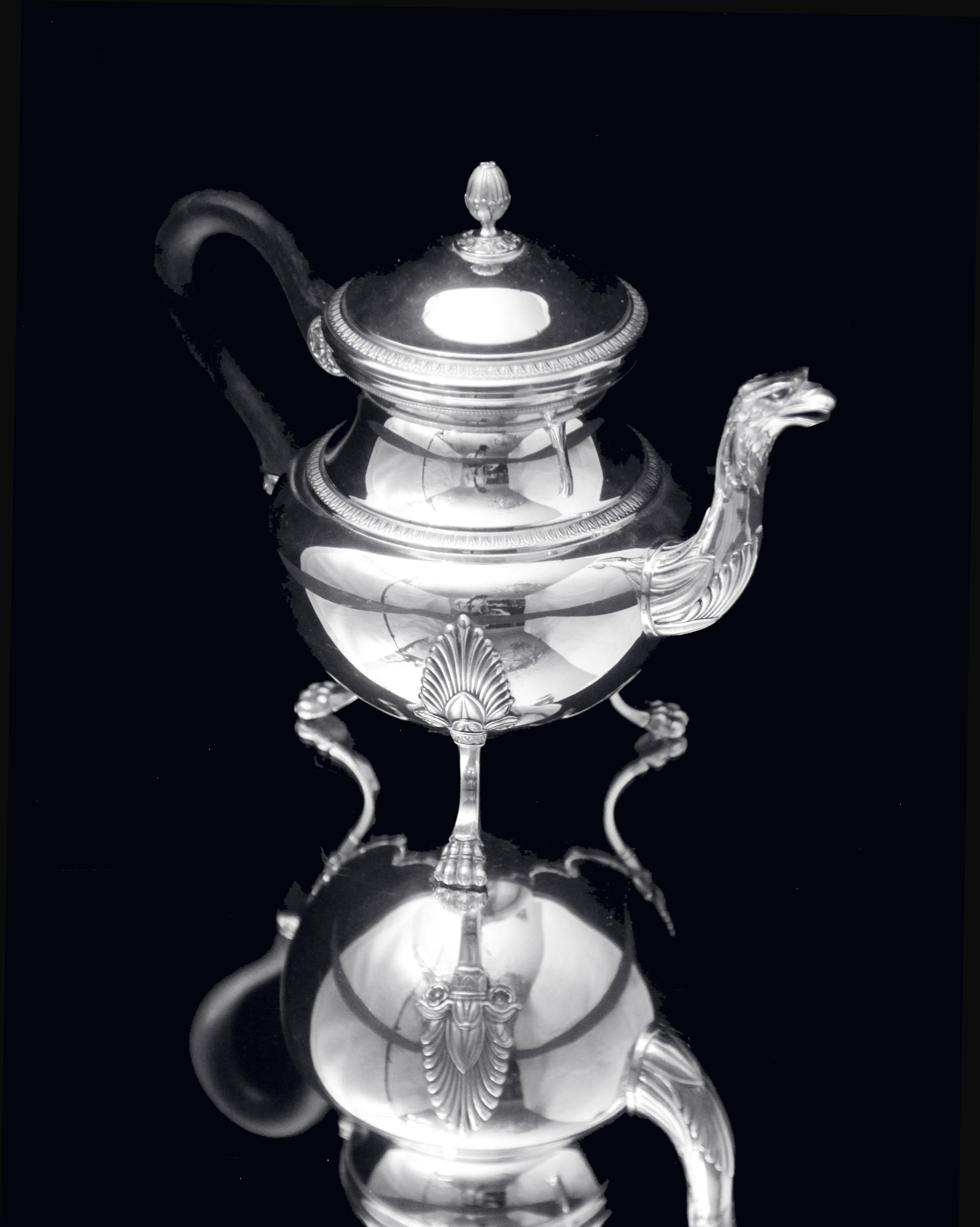 Puiforcat (Hermes) -  6pc.  Service à thé Empire français en argent sterling, comme neuf ! en vente 4