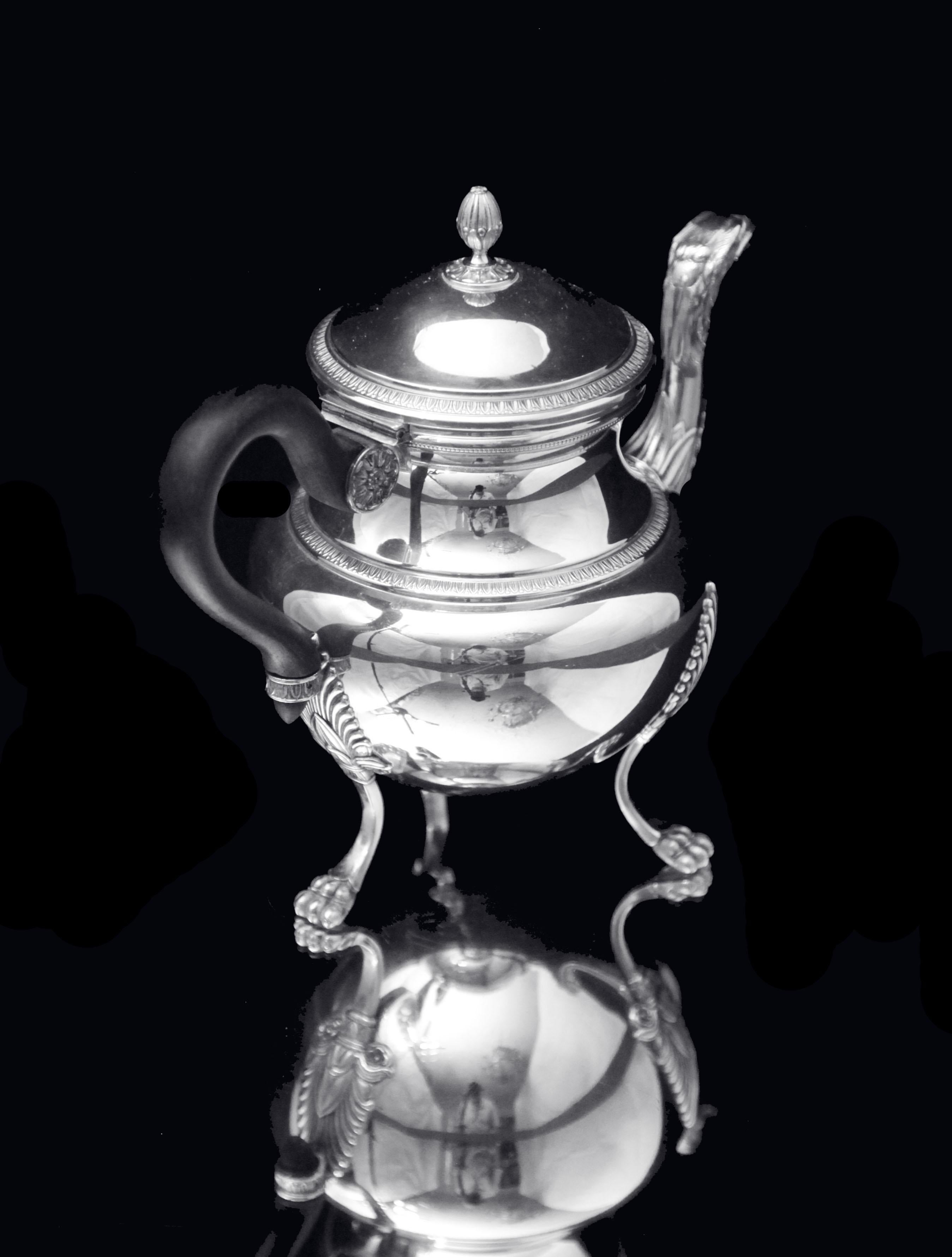 Puiforcat (Hermes) -  6pc.  Service à thé Empire français en argent sterling, comme neuf ! en vente 5