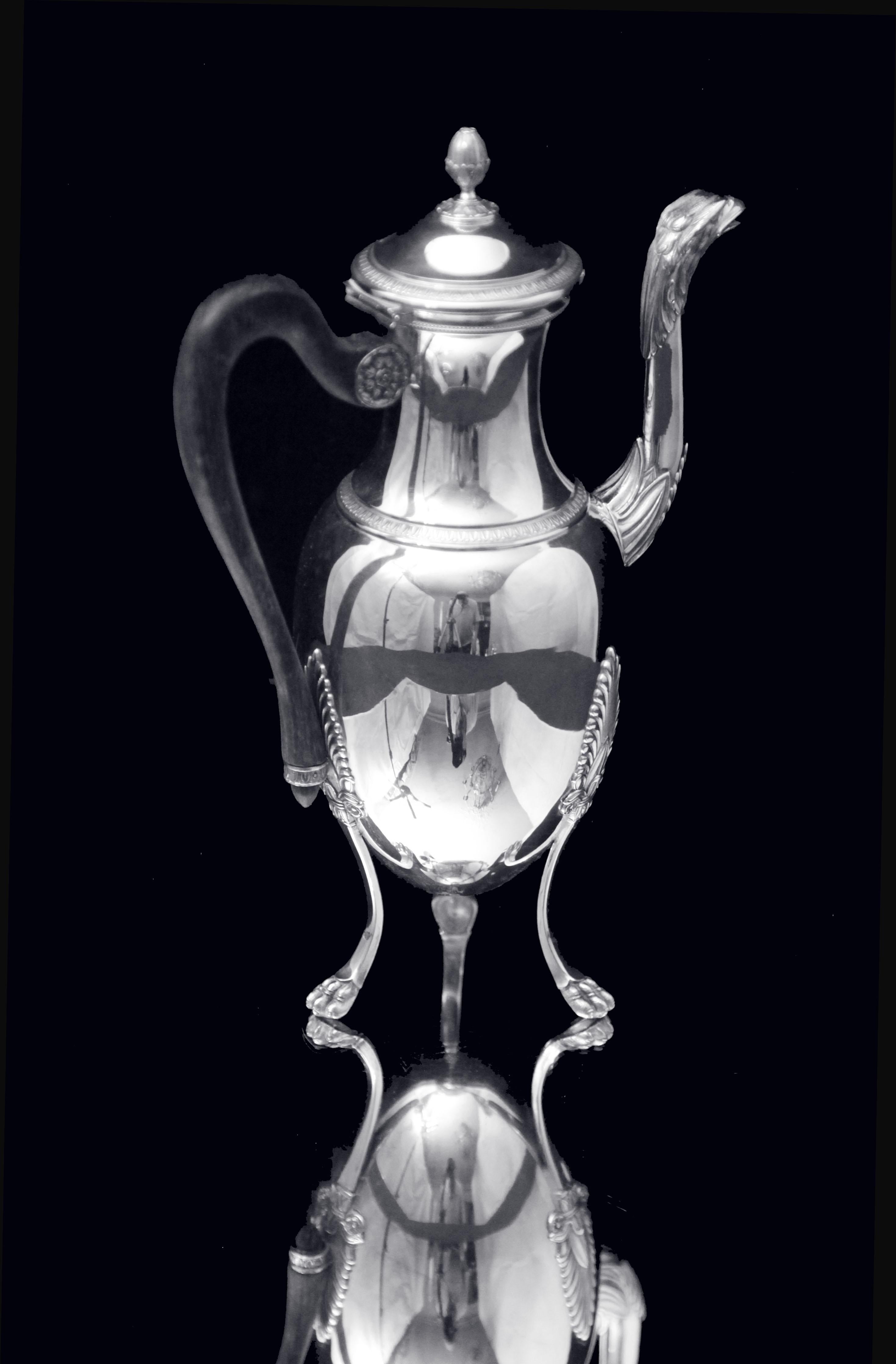 Puiforcat (Hermes) -  6pc.  Service à thé Empire français en argent sterling, comme neuf ! en vente 1