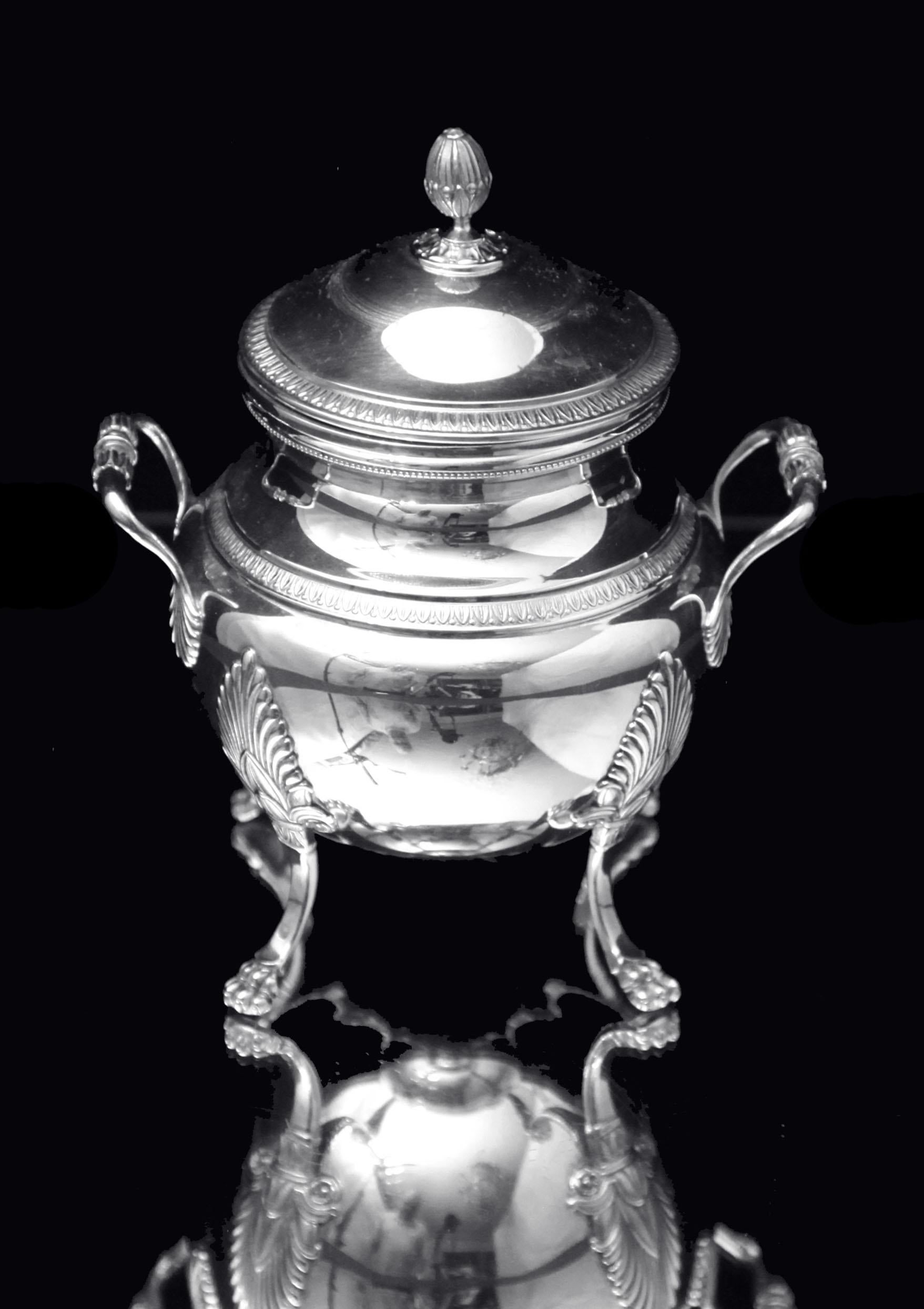 Puiforcat (Hermes) -  6pc.  Service à thé Empire français en argent sterling, comme neuf ! en vente 2