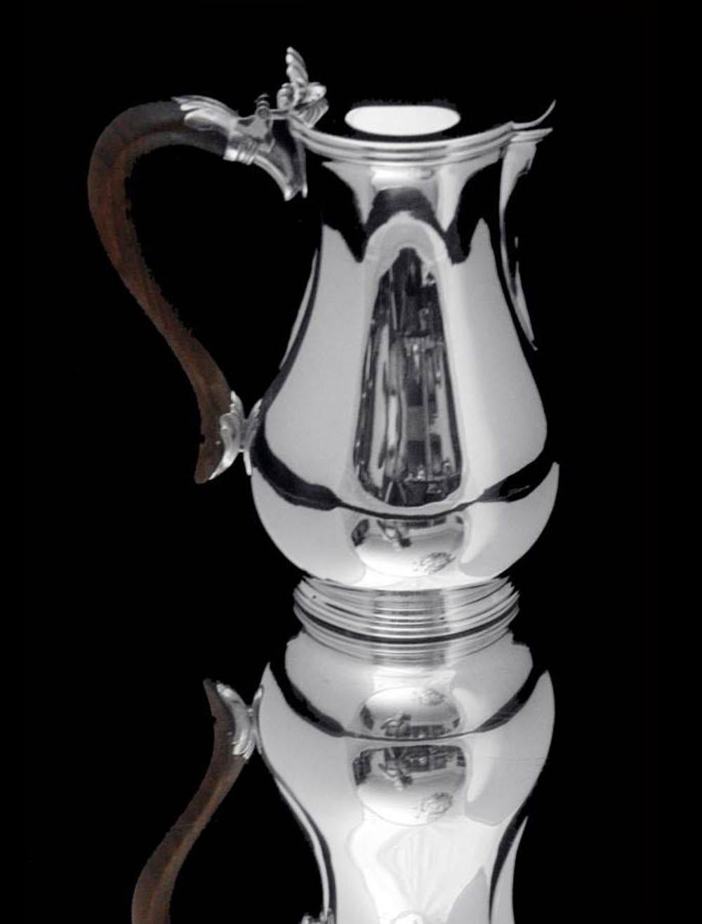 Puiforcat (Hermes) - 6pc. Original French Art Deco 950 Sterling Silver Tea Set For Sale 1