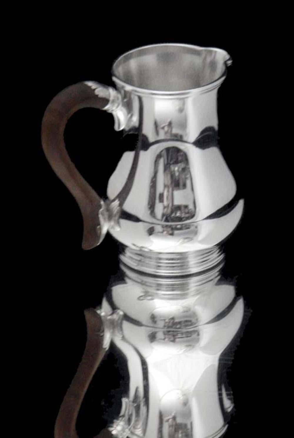 Puiforcat (Hermes) - 6pc. Original French Art Deco 950 Sterling Silver Tea Set For Sale 3