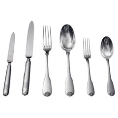 Puiforcat (Hermes) - 70pc. Antique French Sterling Silver Flatware Set + Chests