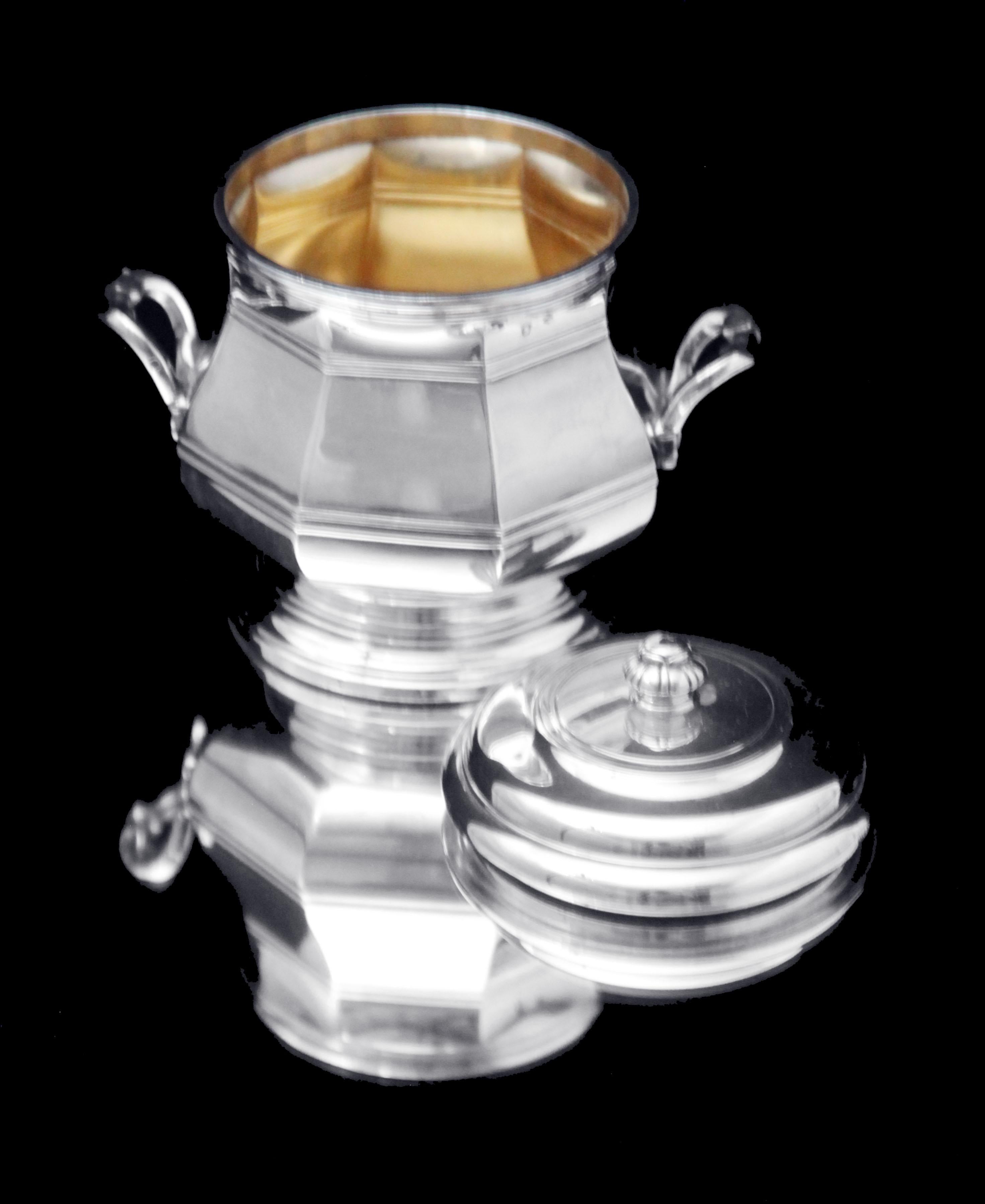 Puiforcat (Hermes) & Christofle: 5pc. French Art Deco Sterling Silver Tea Set ! For Sale 5