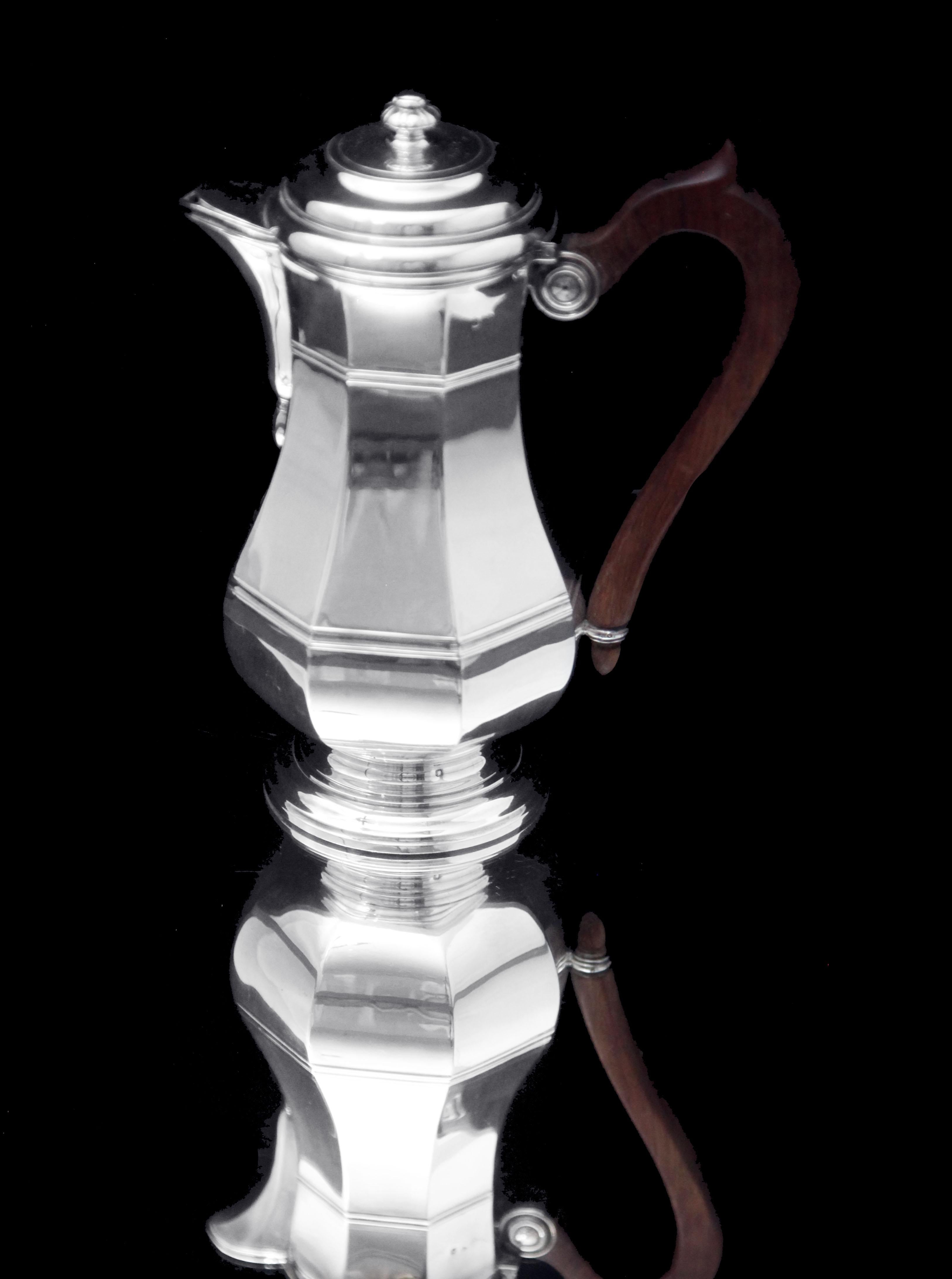 20th Century Puiforcat (Hermes) & Christofle: 5pc. French Art Deco Sterling Silver Tea Set ! For Sale