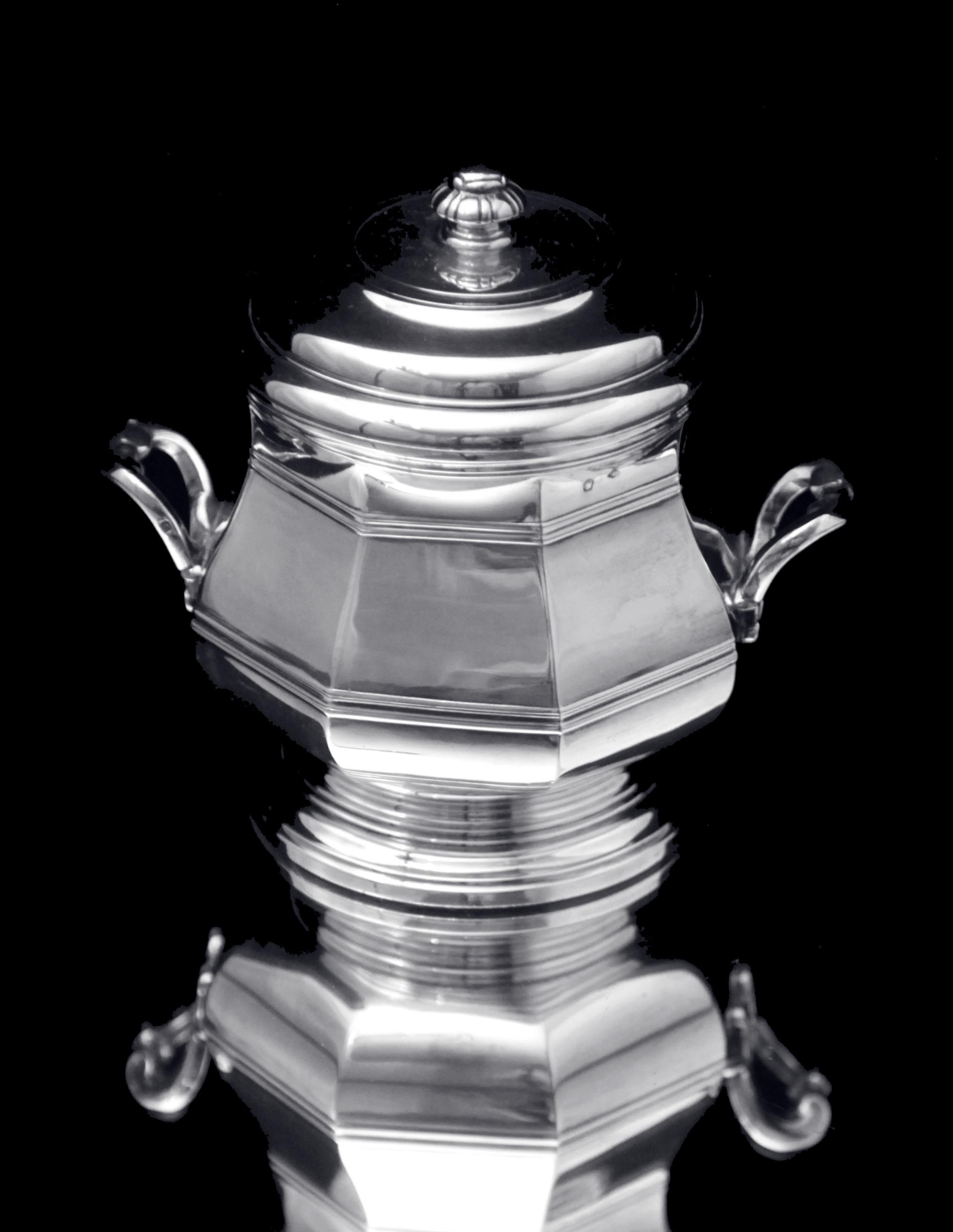 Puiforcat (Hermes) & Christofle: 5pc. French Art Deco Sterling Silver Tea Set ! For Sale 3