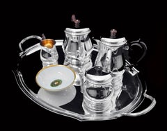 Puiforcat (Hermes), Christofle, Faberge - 5pc. French 950 Sterling Tea Set