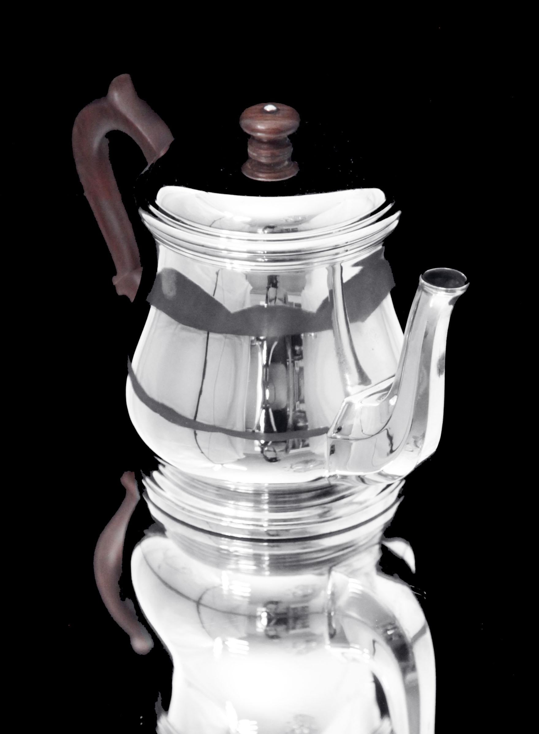 Puiforcat (Hermes), Christofle, Faberge - 5pc. French 950 Sterling Tea Set For Sale 1