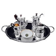 Vintage Puiforcat (Hermes), Christofle, Faberge - 5pc. French 950 Sterling Tea Set