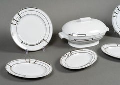 Puiforcat & Martha Rahm - Tableware "Art Deco" Porcelain & Silver 53 Pieces