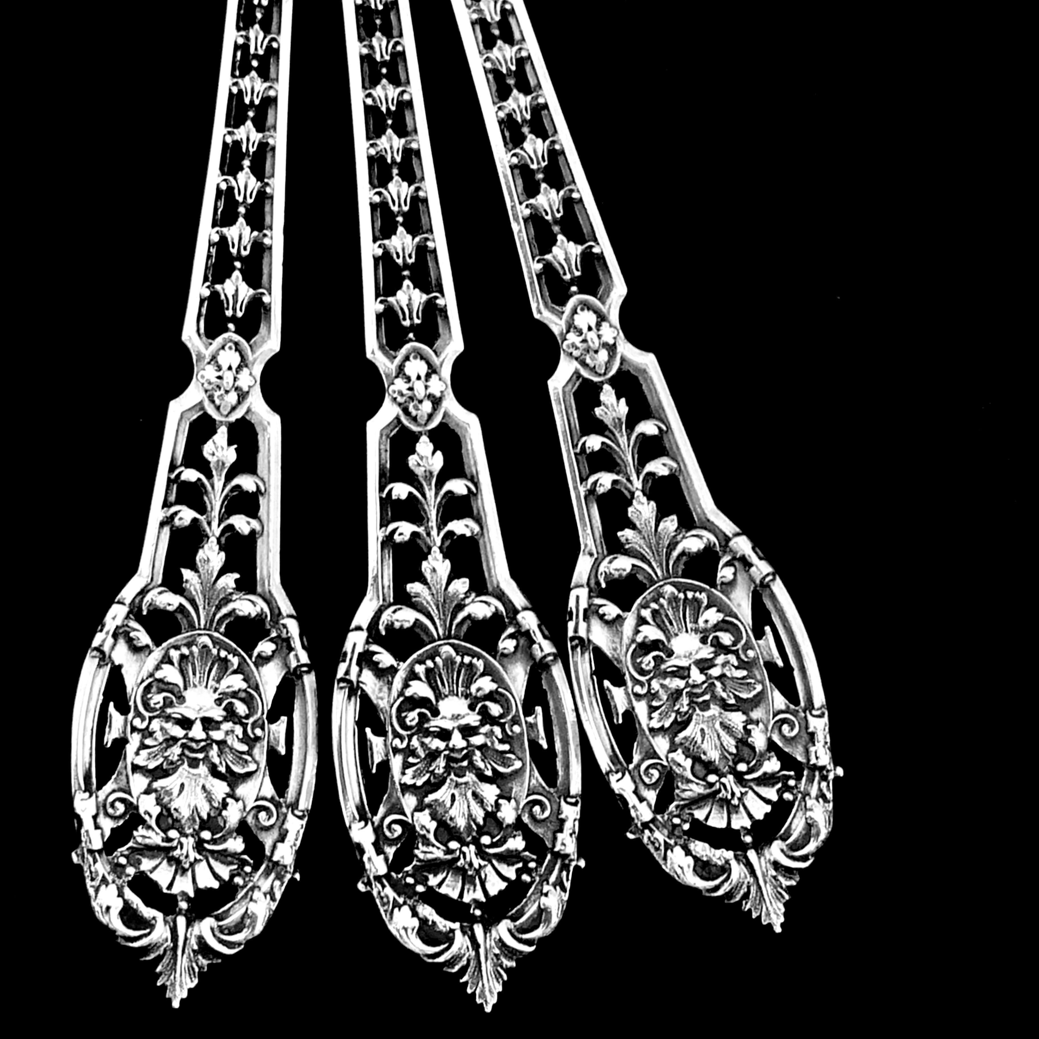 Puiforcat Masterpiece French Sterling Silver Tea, Coffee Spoons Set, Mascaron For Sale 7
