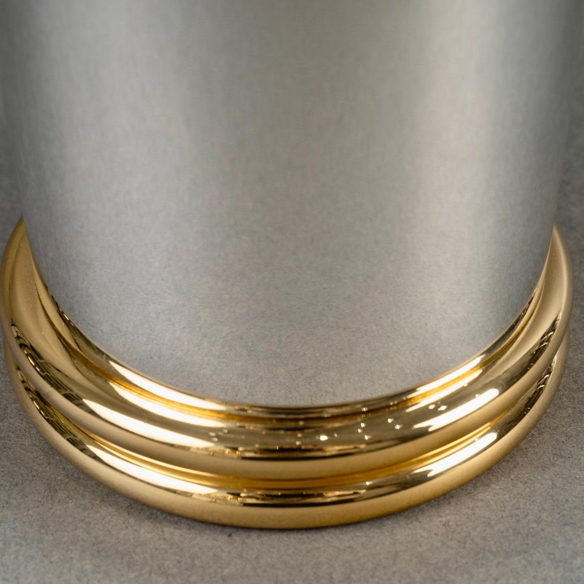 Puiforcat - Jarrón Modernista Art Decó Chapado y Dorado en Plata mediados del siglo XX