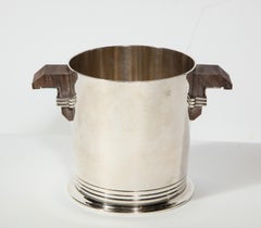 Puiforcat Paris:: un seau à glace en bois Art Déco très chic et élégant en métal argenté &
