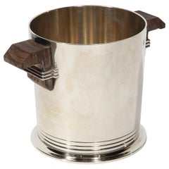 Puiforcat Paris, a Very Chic and Elegant Art Deco Silverplate & Wood Ice Bucket