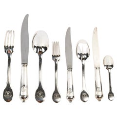 Puiforcat Paris Richelieu Cutlery Flatware Set Solid Sterling Silver 108 Pieces